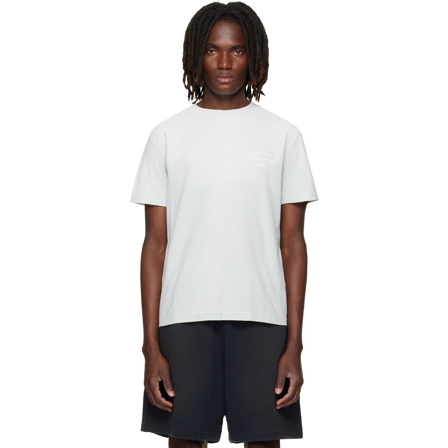 Acne Studios Green Distressed Logo T-shirt