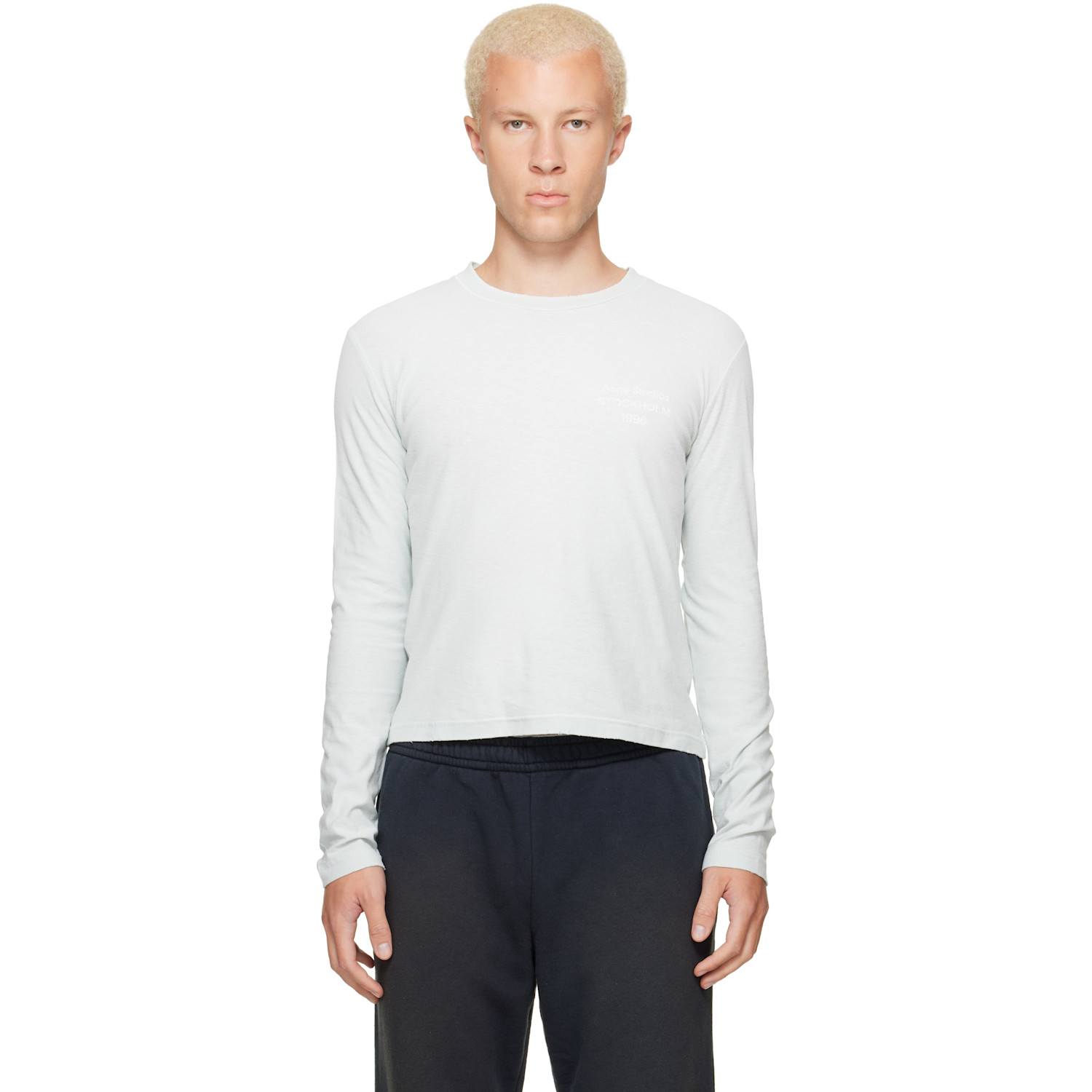 Acne Studios Green Distressed Logo T-shirt