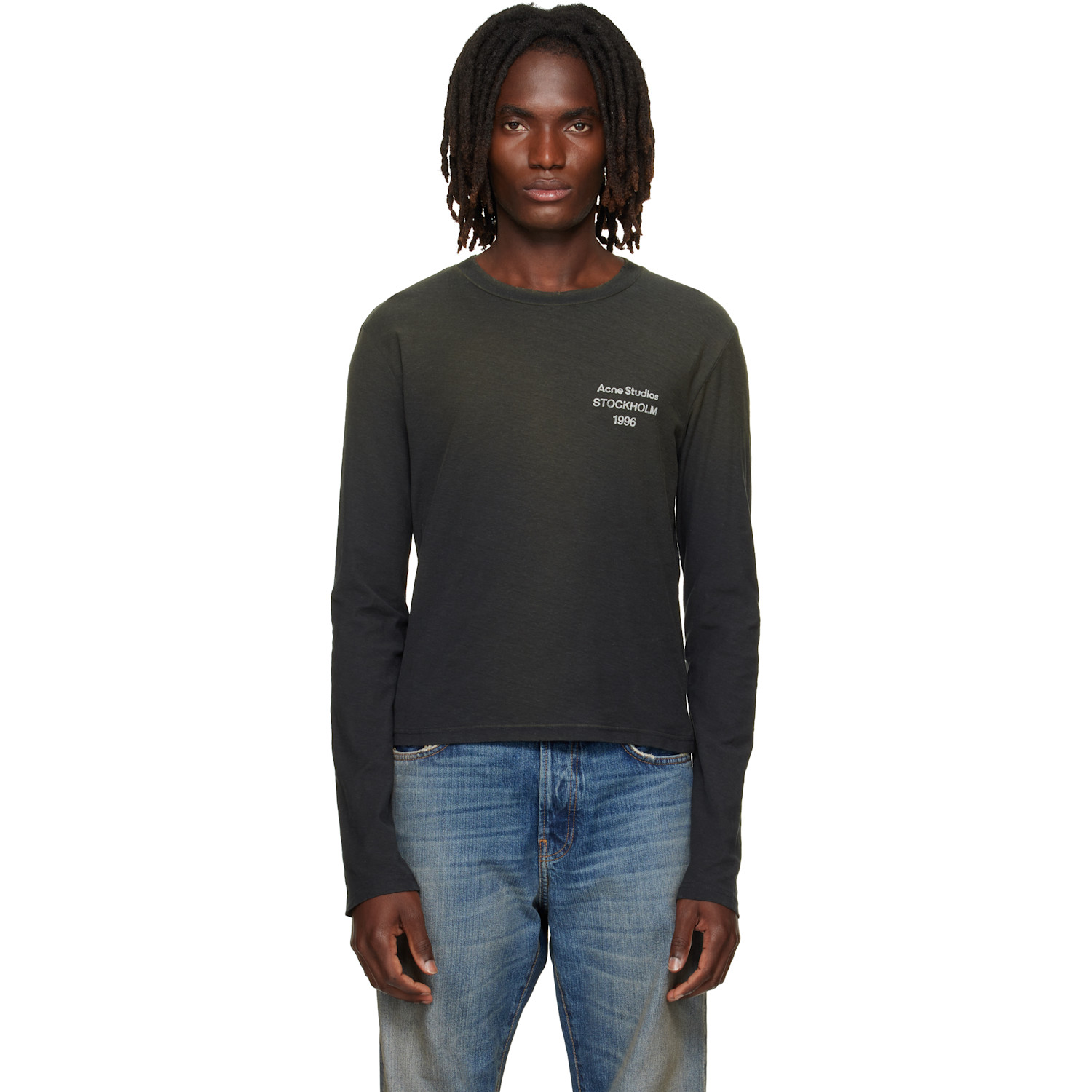 Acne Studios Black Distressed Logo T-shirt