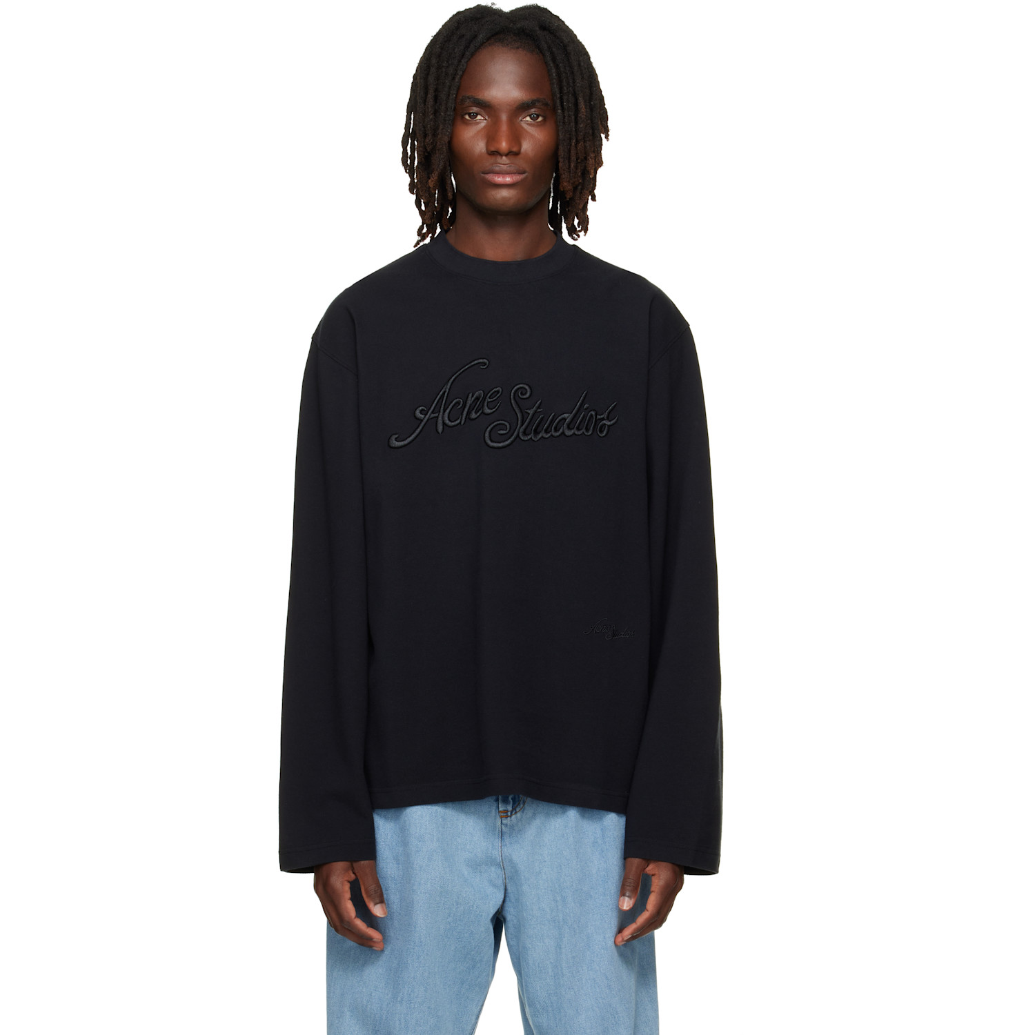 Acne Studios Black Embroidered Logo T-shirt