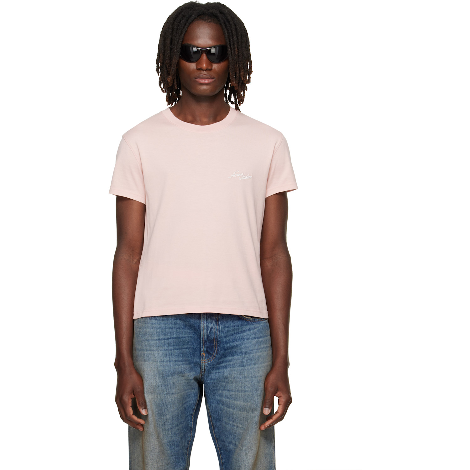 Acne Studios Pink Embroidered-Logo T-shirt