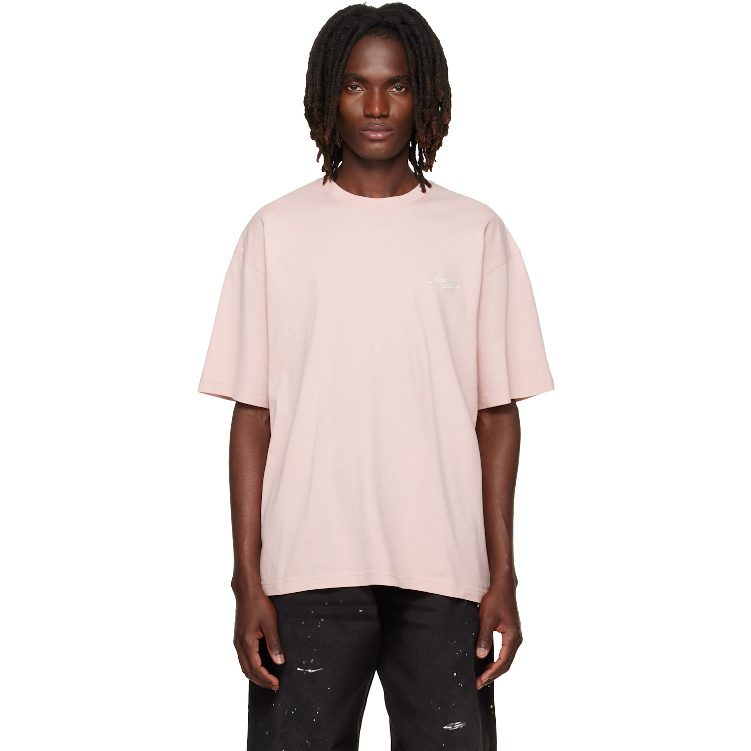 Acne Studios Pink Embroidered-Logo T-shirt