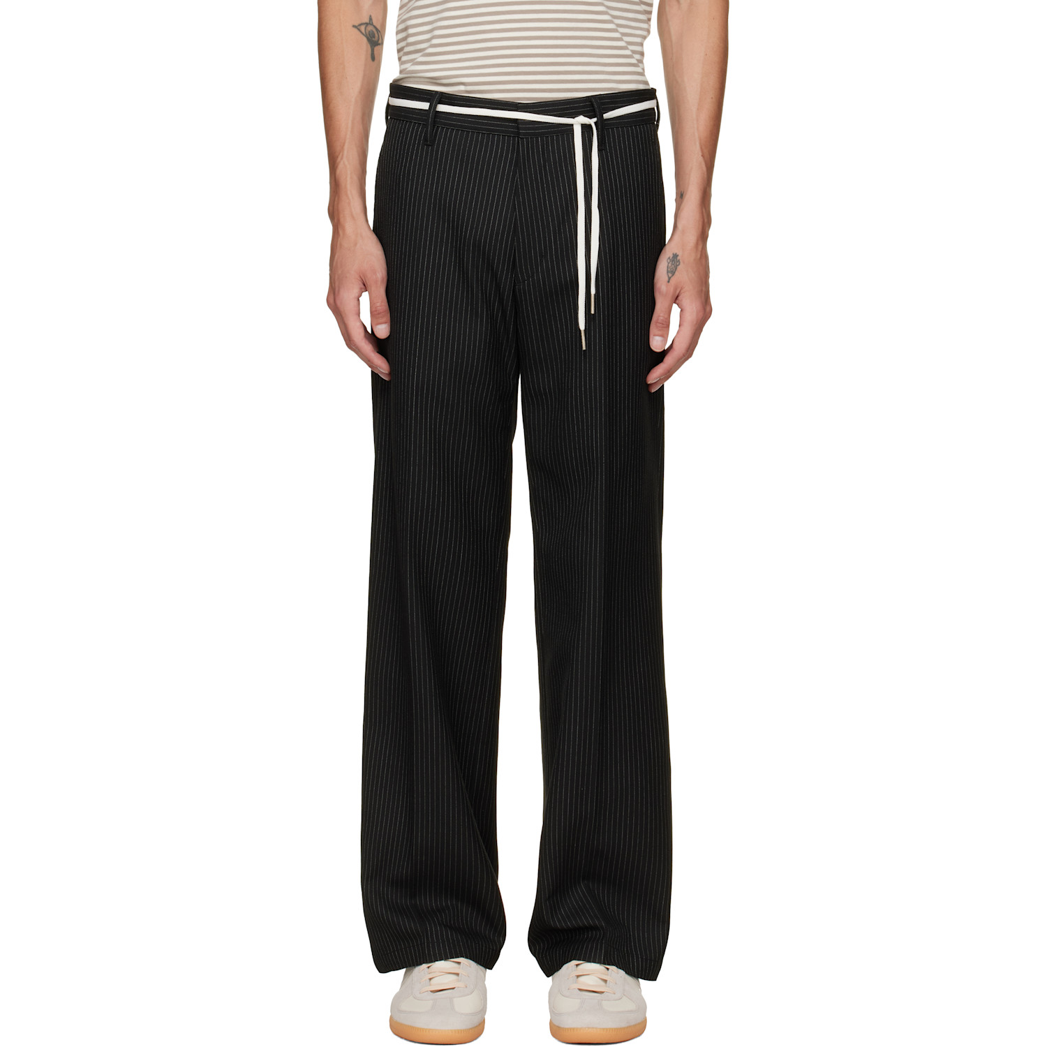 Stockholm (Surfboard) Club Black Tailored Bootcut Pinstripe Trousers