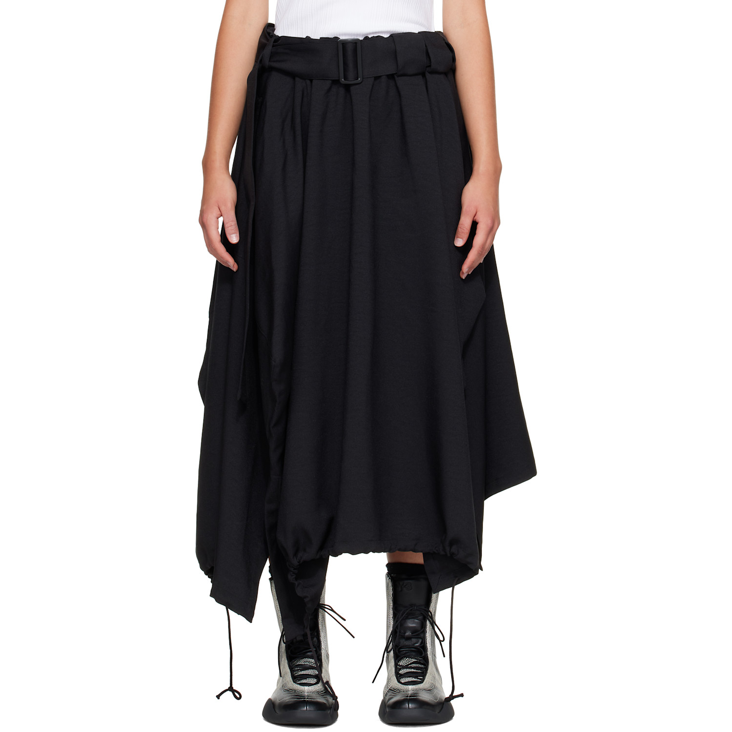 Y-3 Black Sport Uniform Adaptive Length Midi Skirt