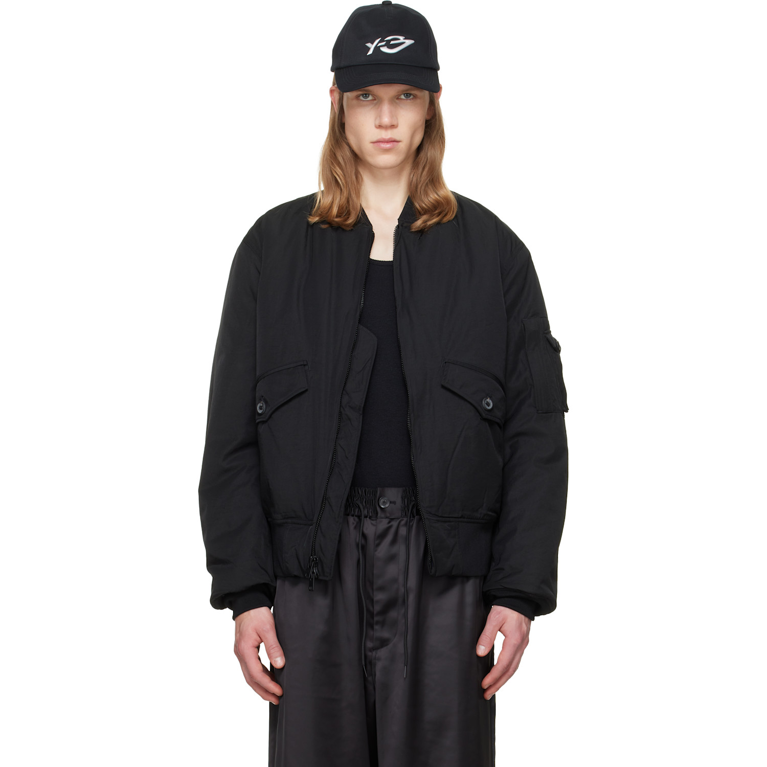 Y-3 Black Cargo Bomber Jacket