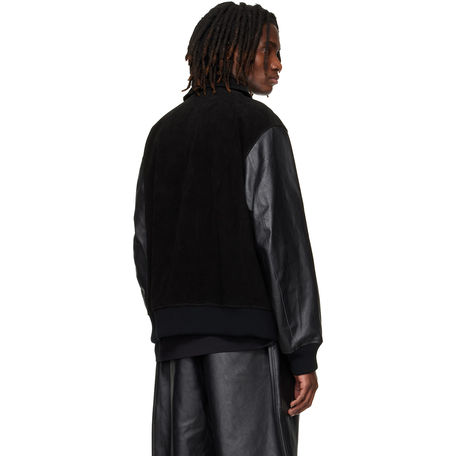  Y-3 Black Mercedes-amg F1 Edition Racing Leather Jacket 