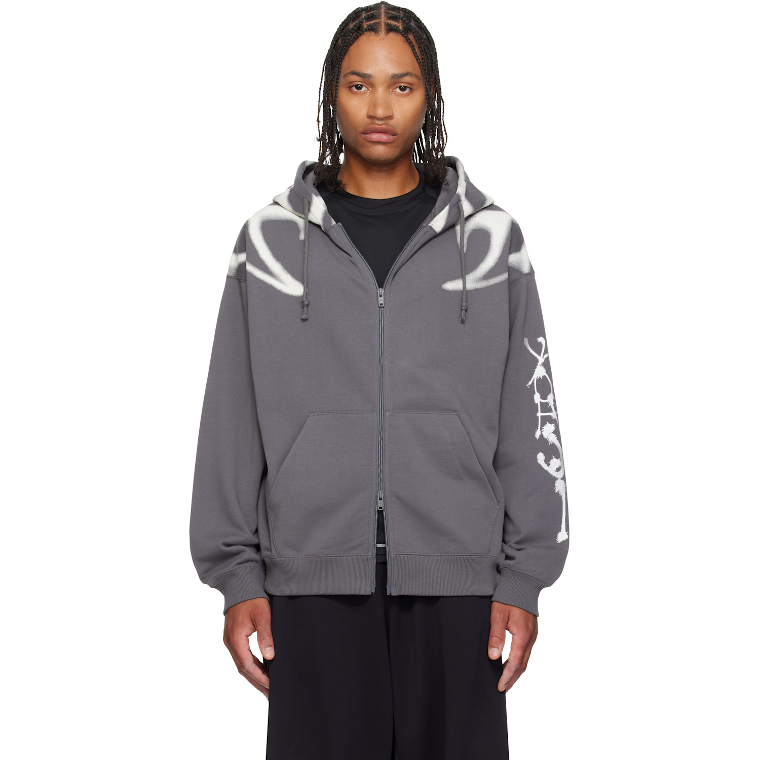 Y-3 Gray Chito Edition Graphic Zipper Hoodie