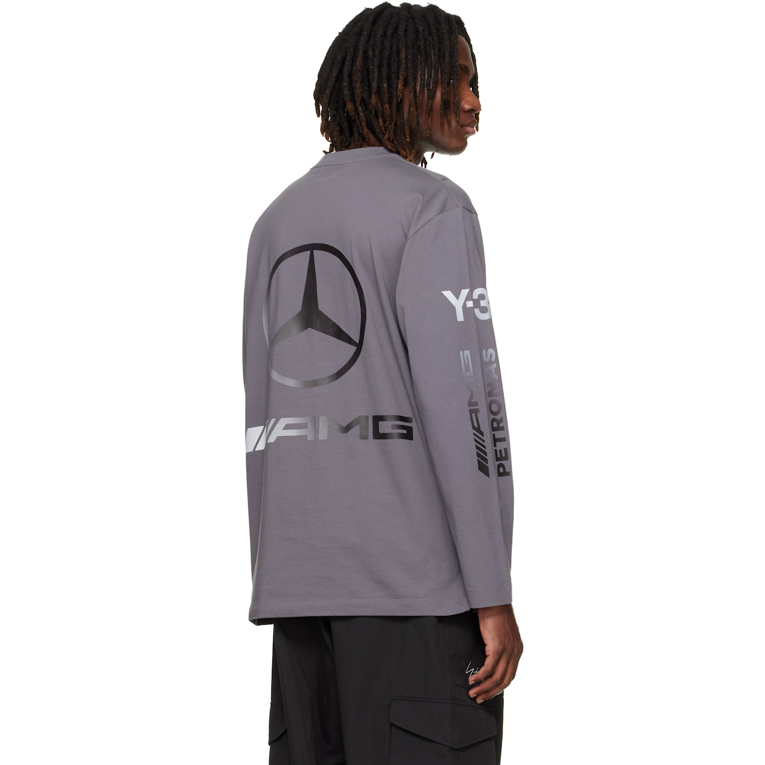  Y-3 Gray Mercedes-amg F1 Edition Chaos Logo T-shirt 