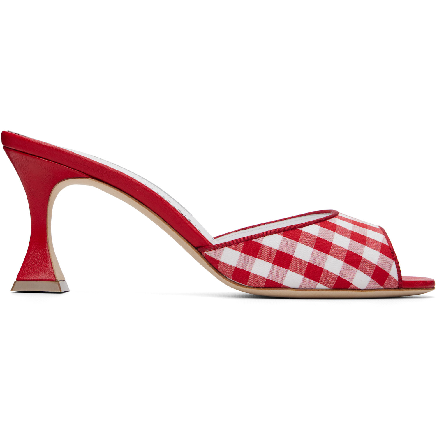 Manolo Blahnik Red & White Jadara Heeled Sandals