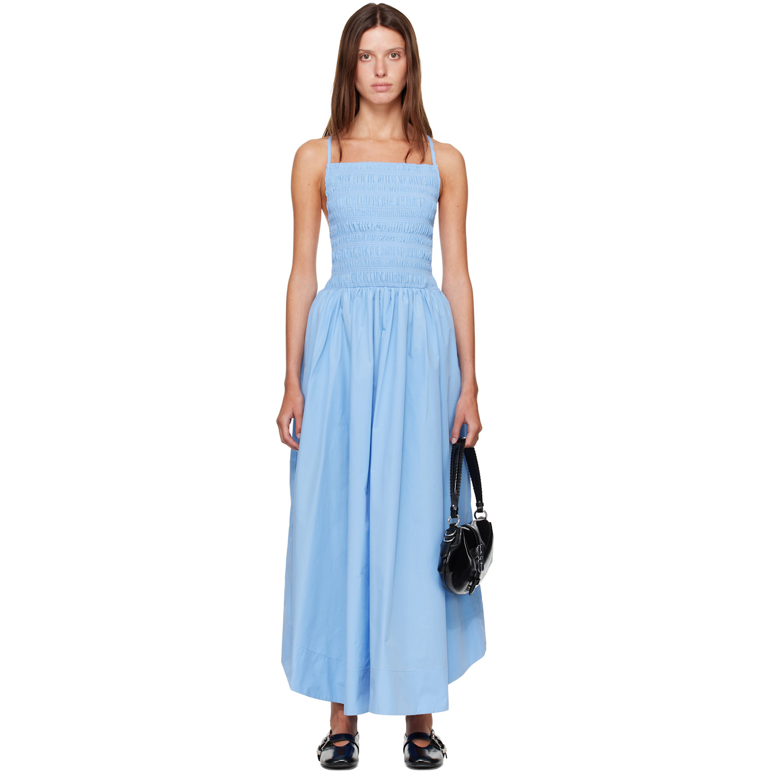 GANNI Blue Poplin Maxi Dress