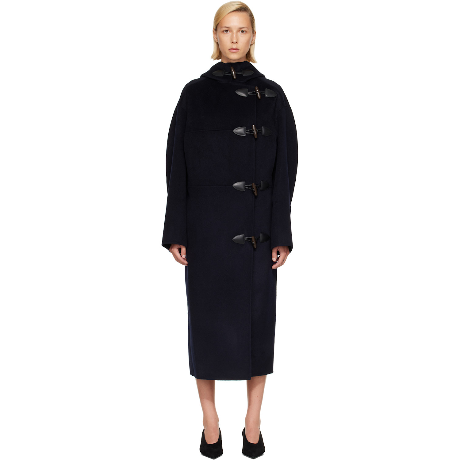 Rohe Navy Double-faced Wool Duffle Coat In 410_322 Navy