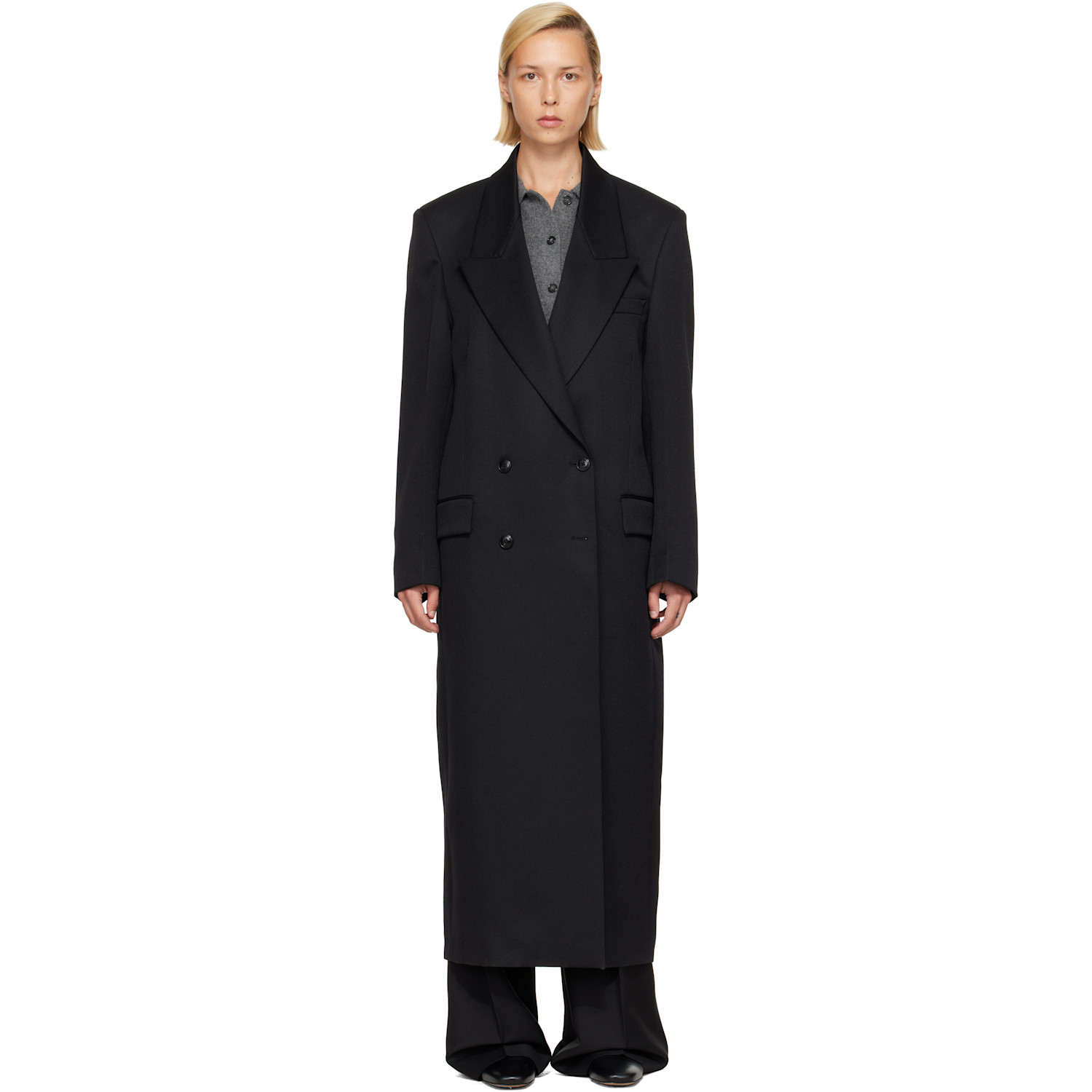 Rohe Black Double Breasted Tailored Coat In Multi