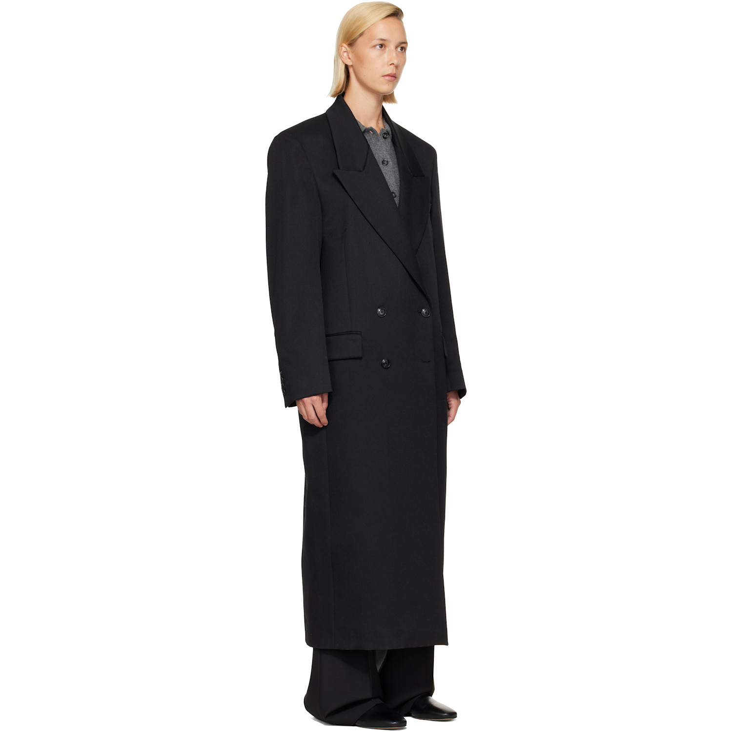 Rohe Black Double Breasted Tailored Coat In Multi