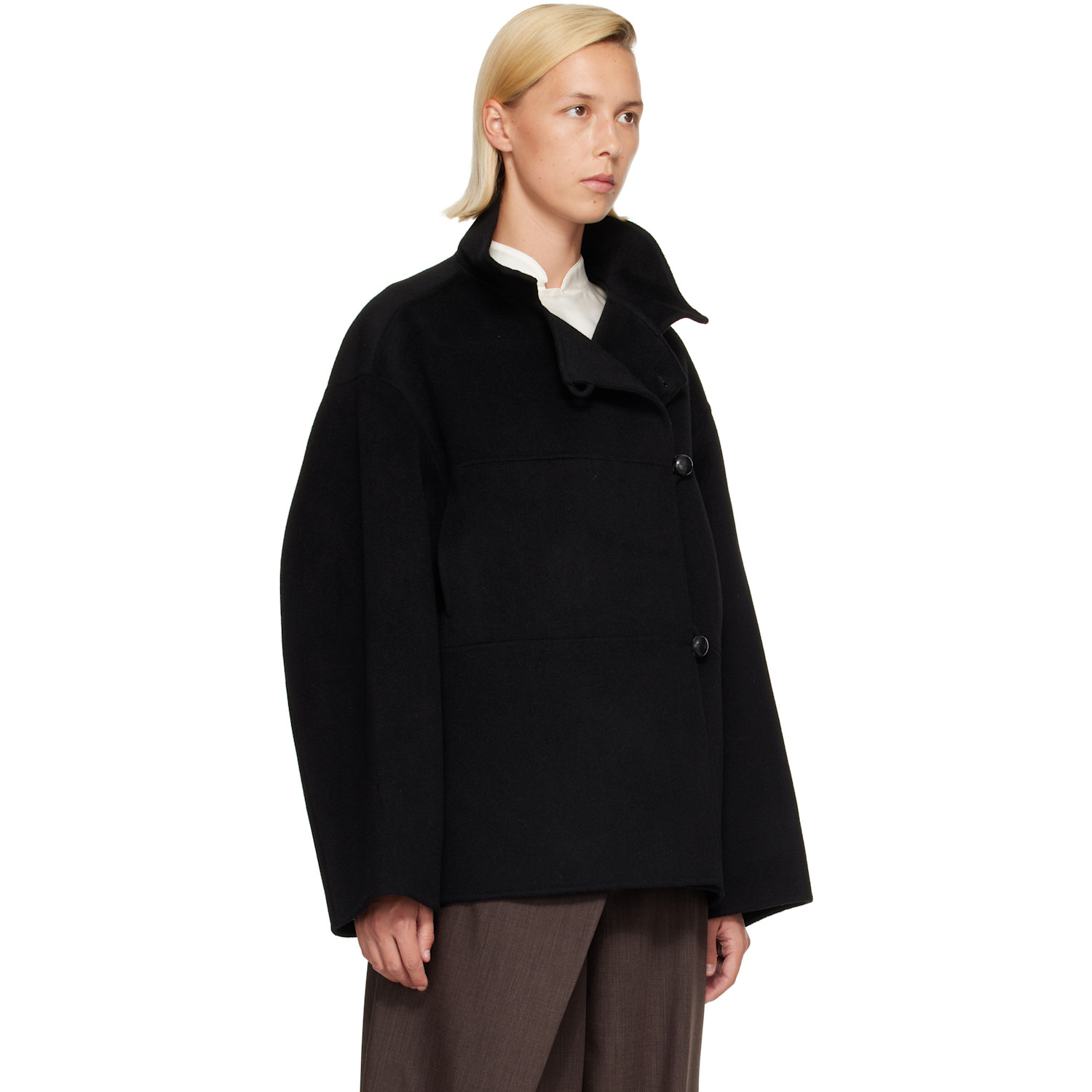 Rohe Double Faced Wool Blend Jacket In 001_308 Black