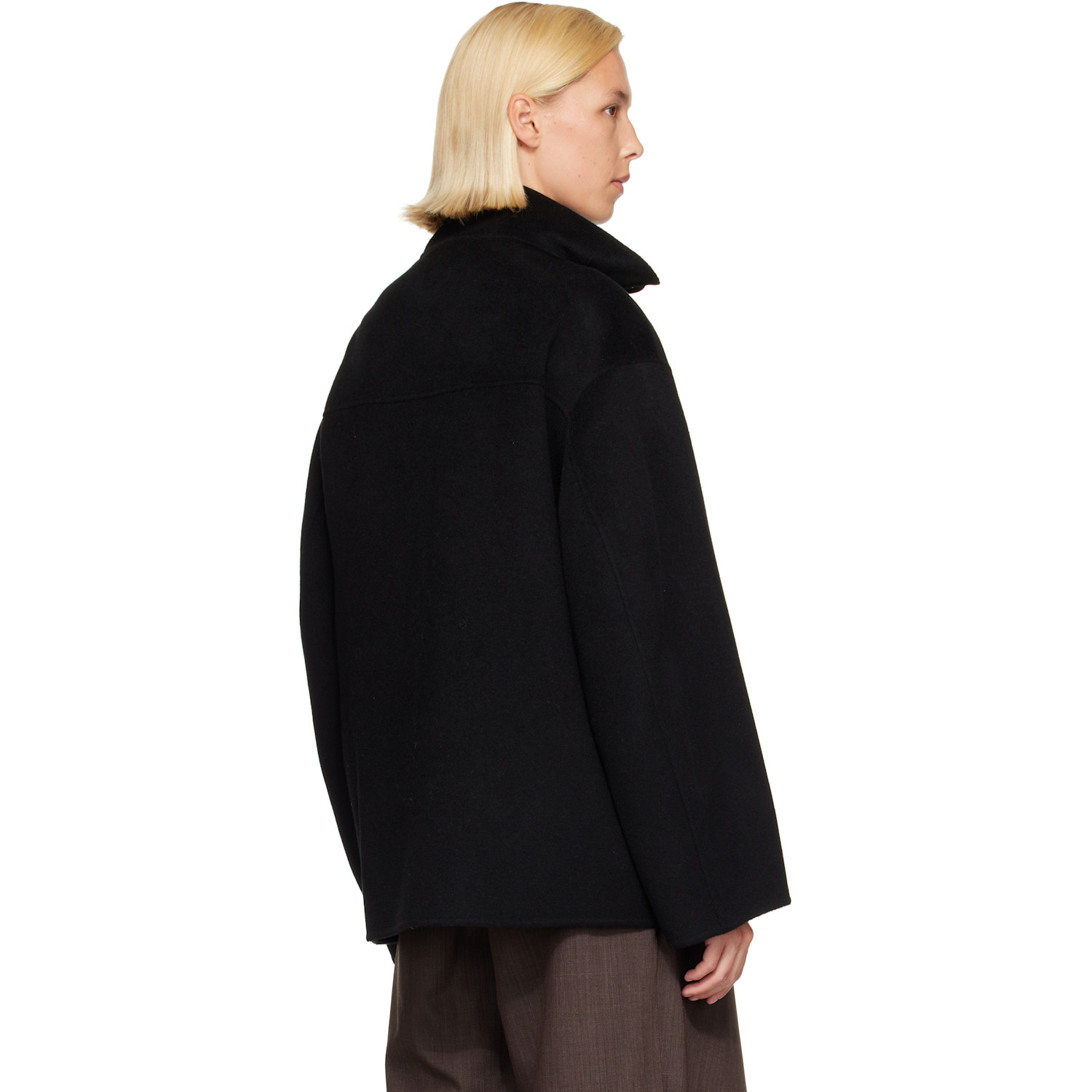 Rohe Double Faced Wool Blend Jacket In 001_308 Black
