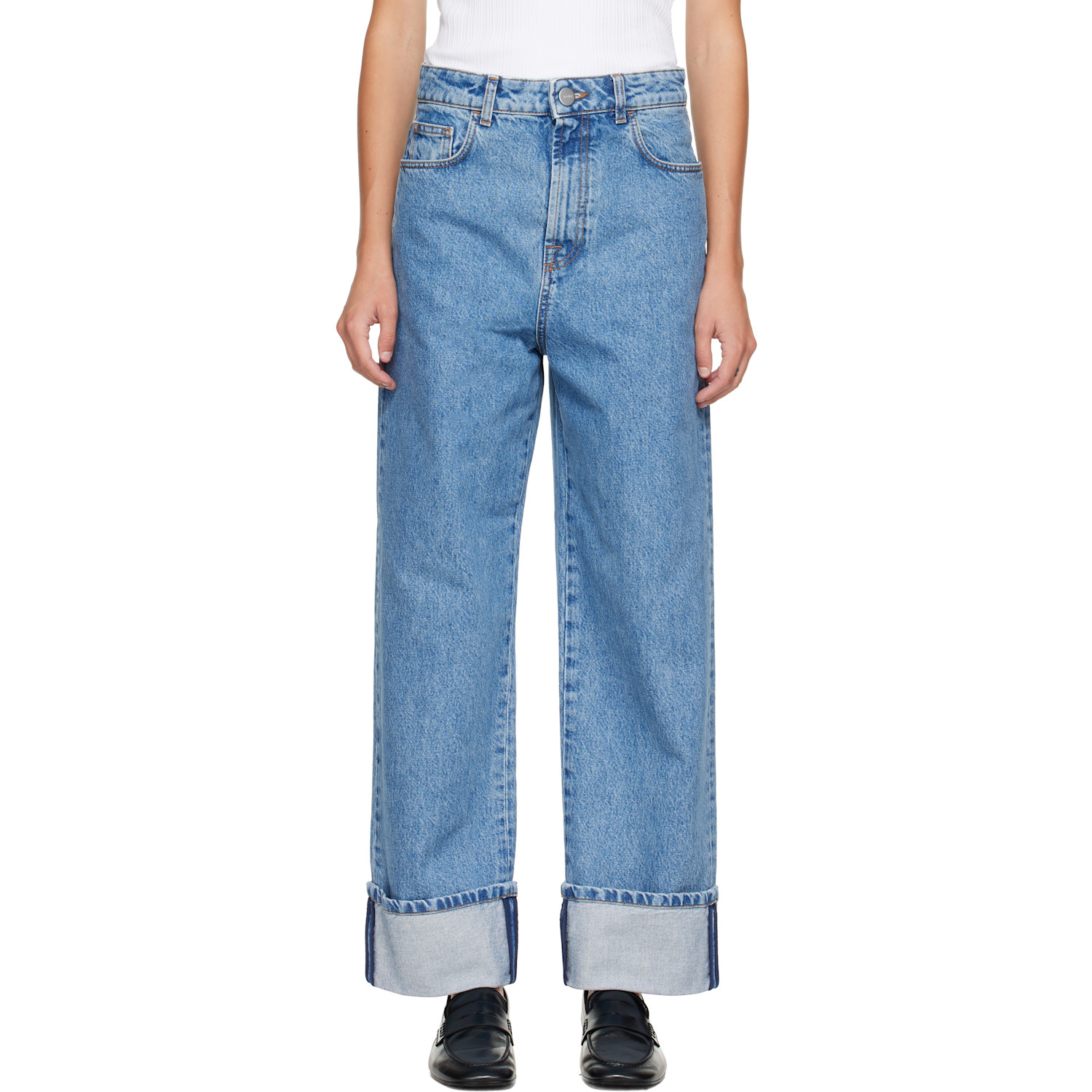 Róhe Blue Rixt Turn-Up Baggy Jeans