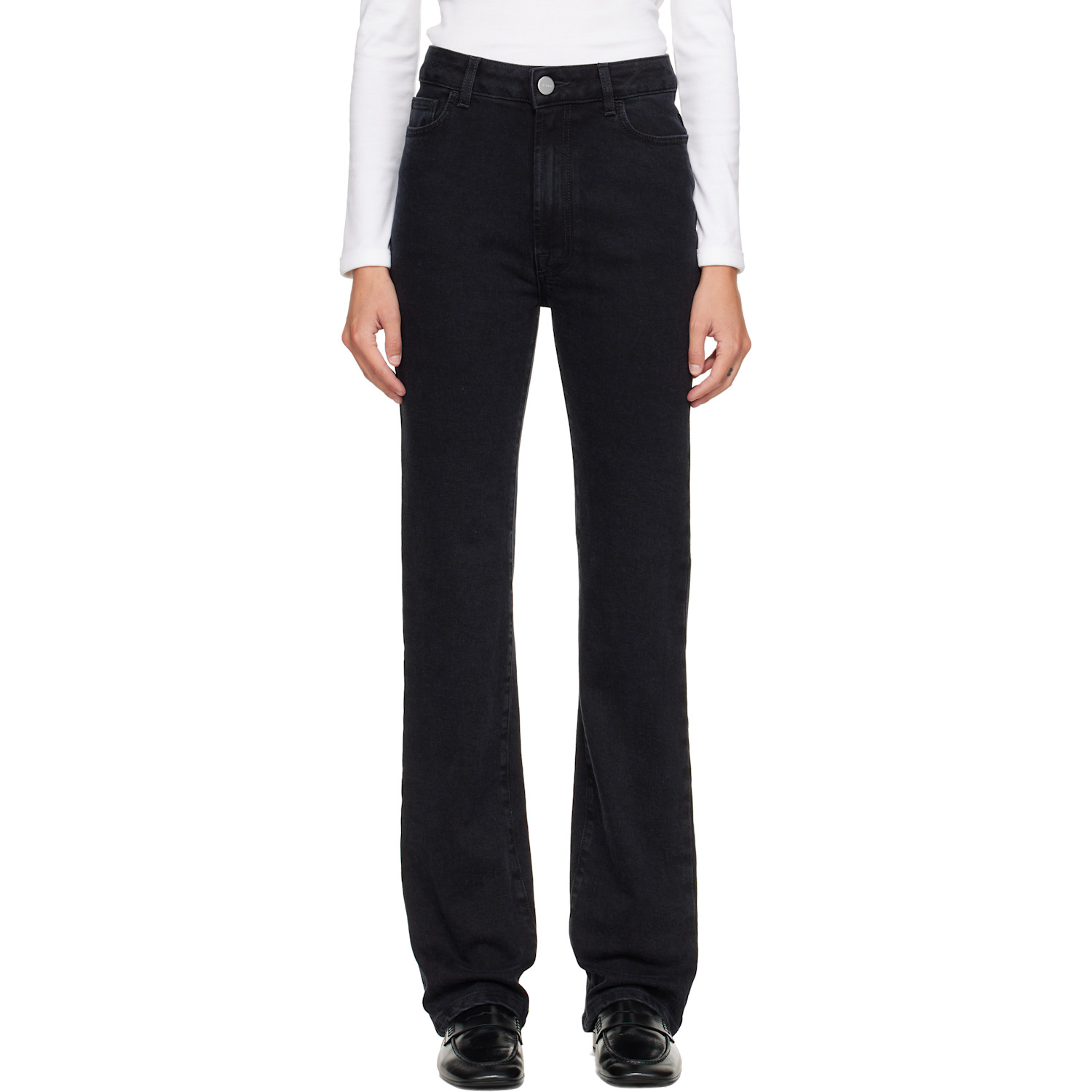 Róhe Black Lino High Rise Straight Jeans