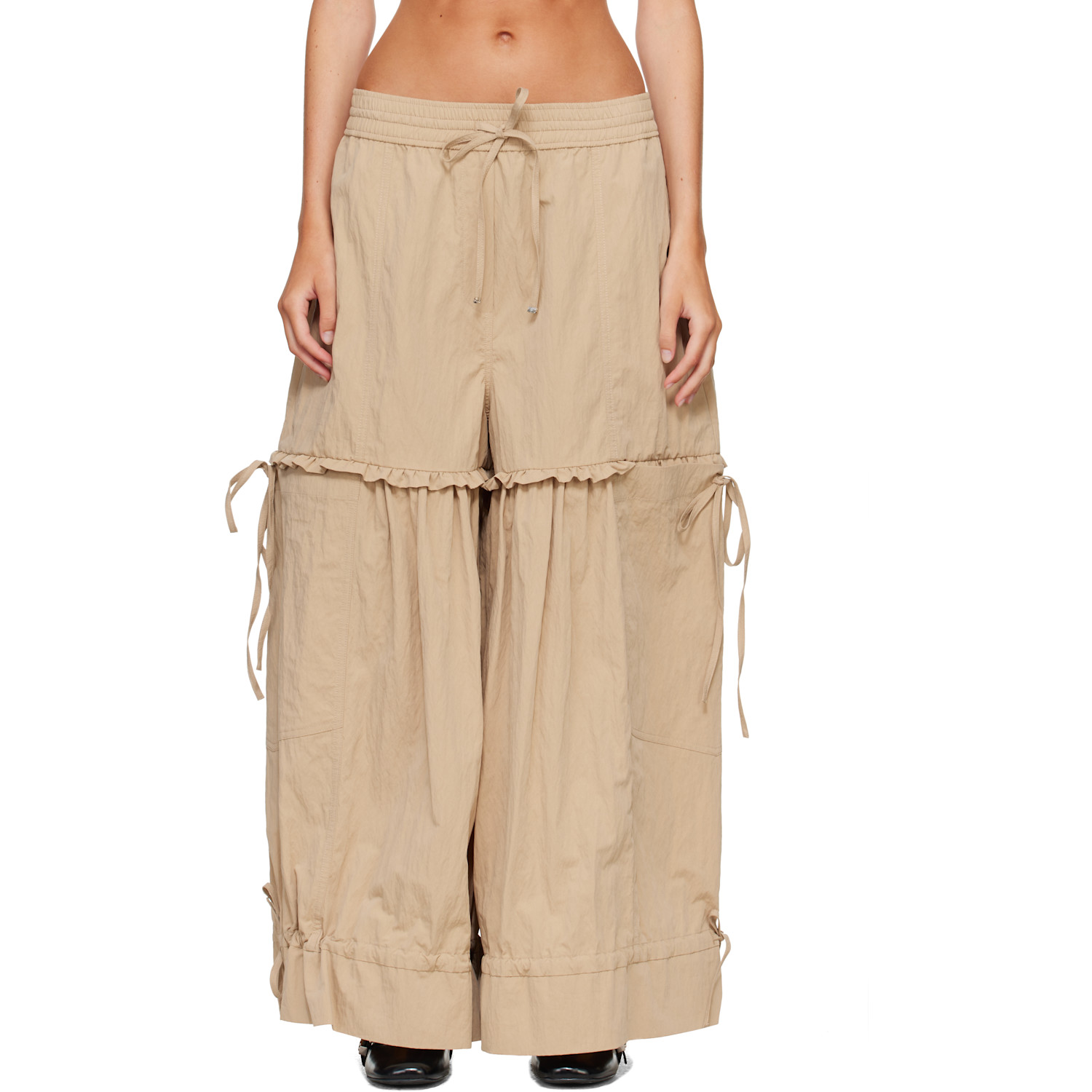 GANNI Beige Washed Cotton Balloon Trousers