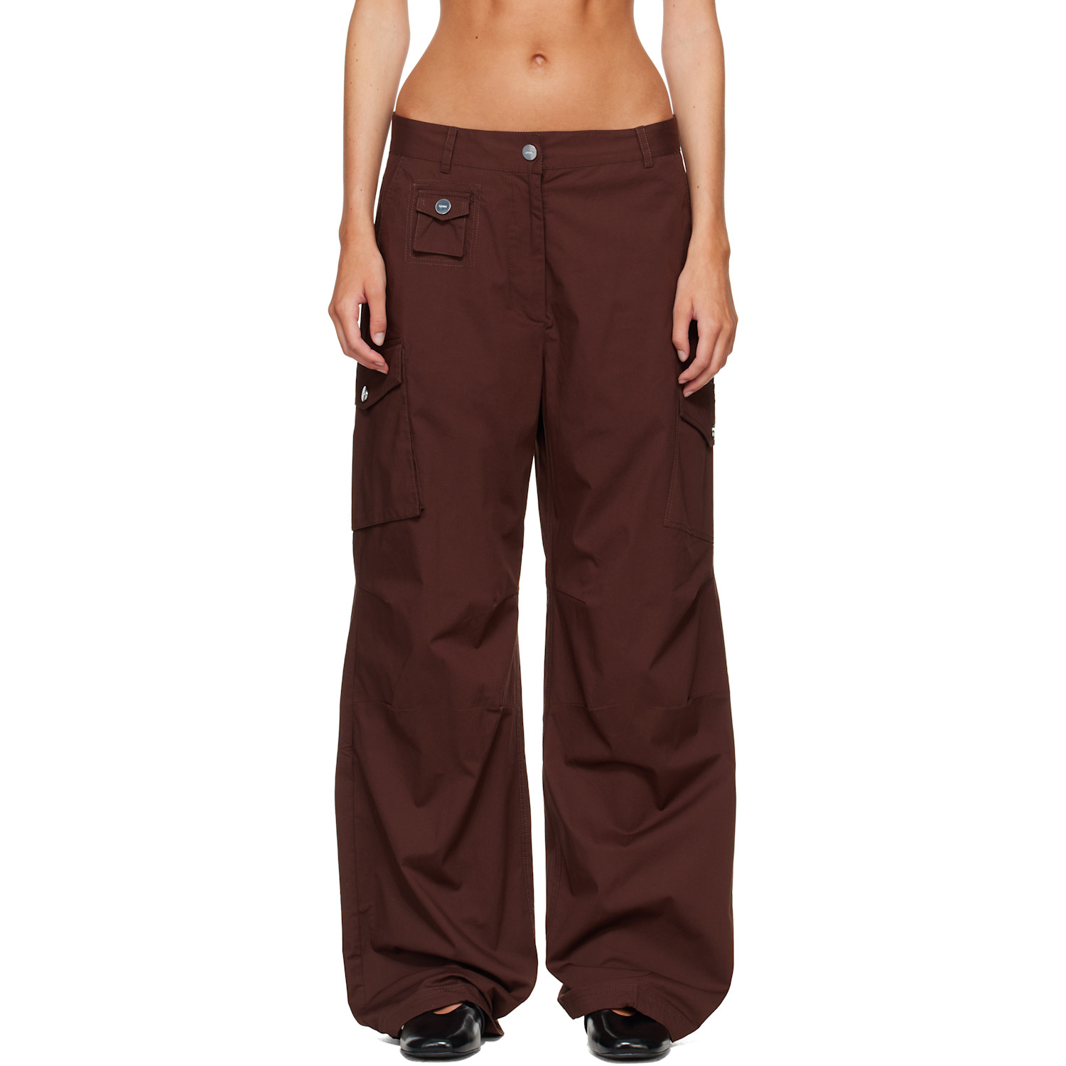 GANNI Brown Cotton Cargo Pants