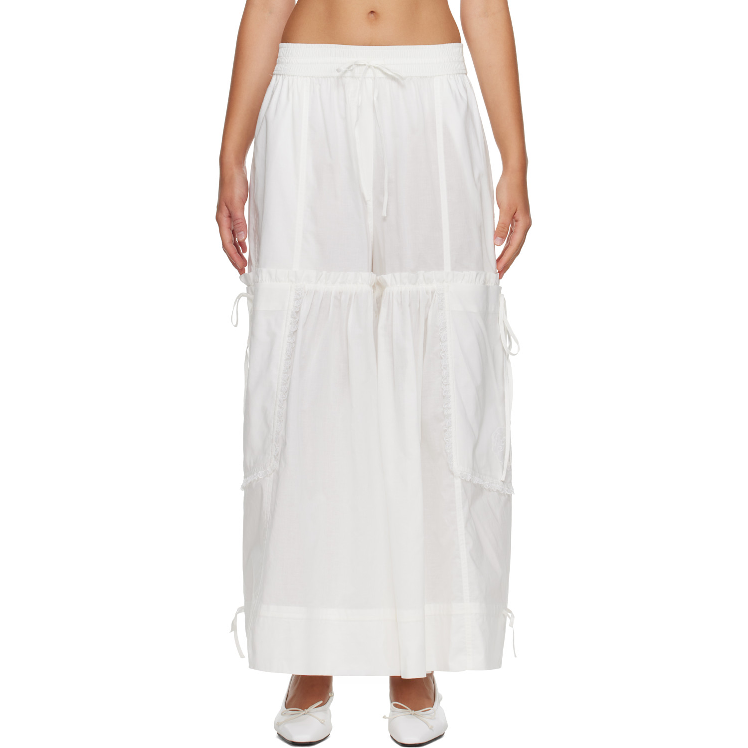 GANNI White Cotton Trousers