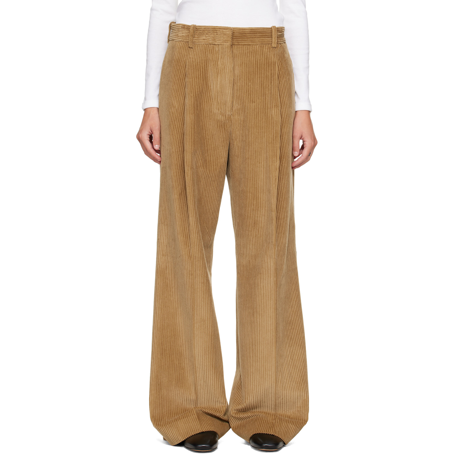 Róhe Beige Ted Lower Waist Corduroy Trousers