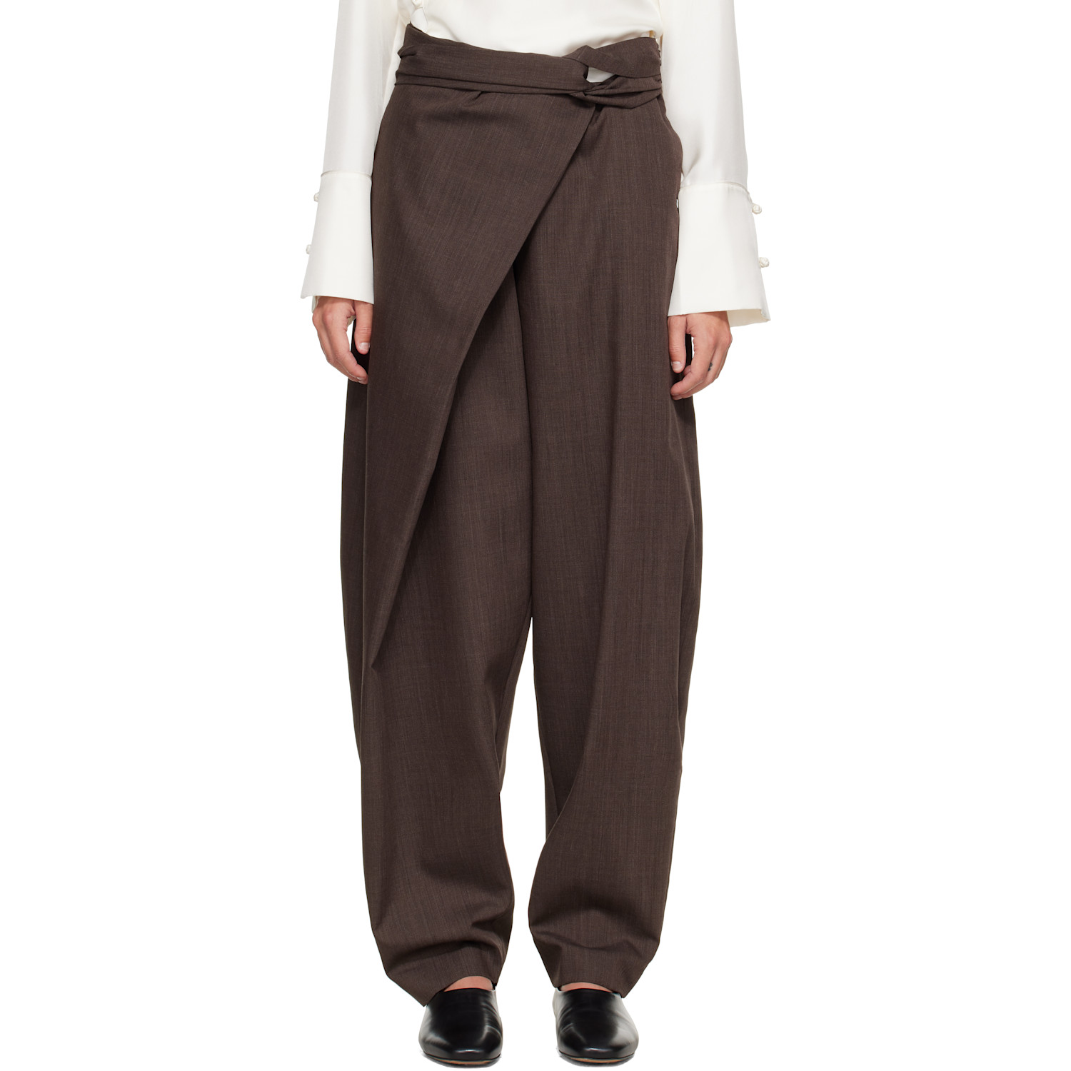Róhe Brown Sarong Knot Trousers