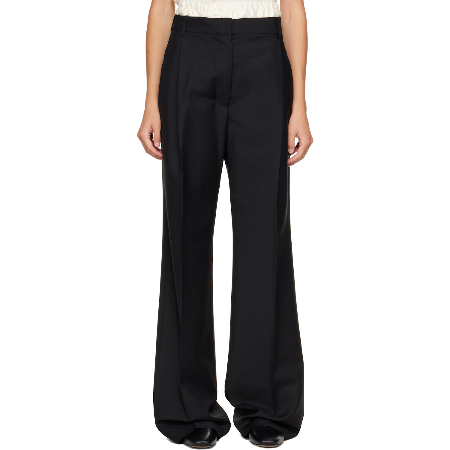 Róhe Black Boxer Detailed Trousers