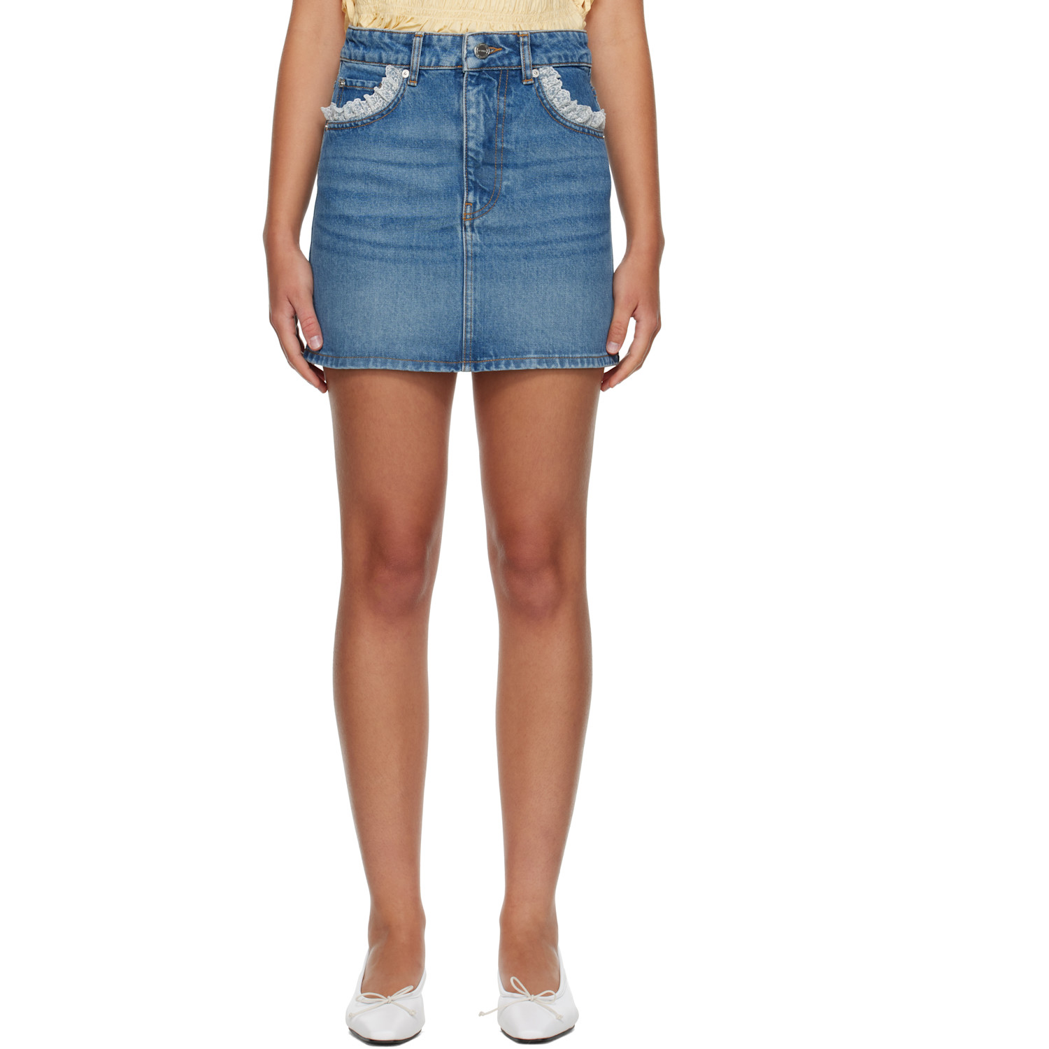 GANNI Blue Rigid Denim Miniskirt