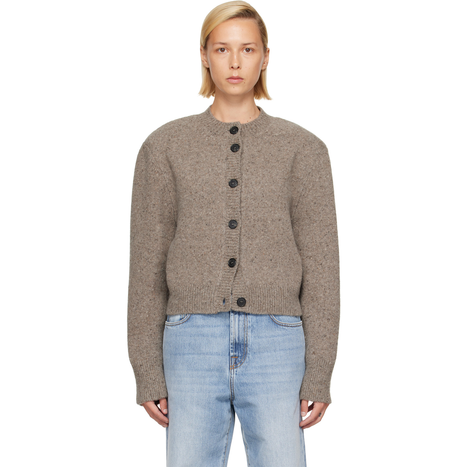 Róhe Taupe Statement Mouliné Cardigan