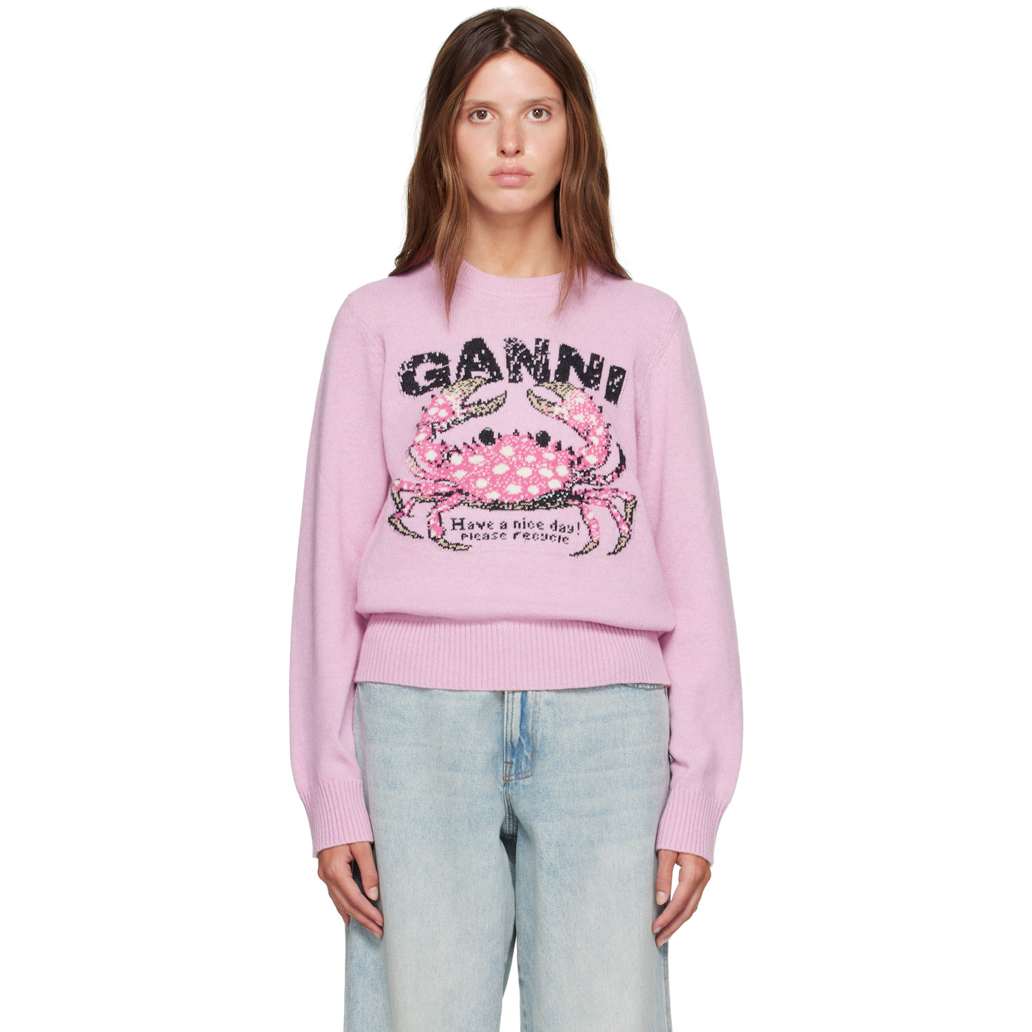 GANNI Pink Crab Sweater