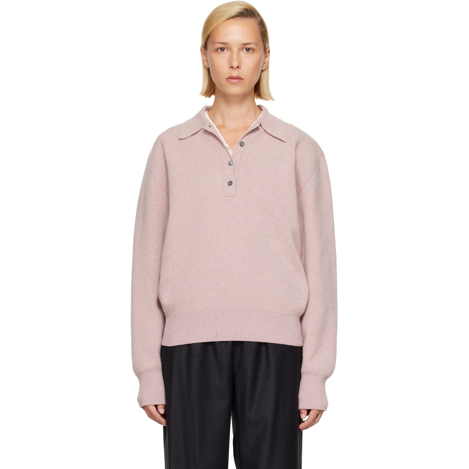 Róhe Pink Compact Mouliné Polo