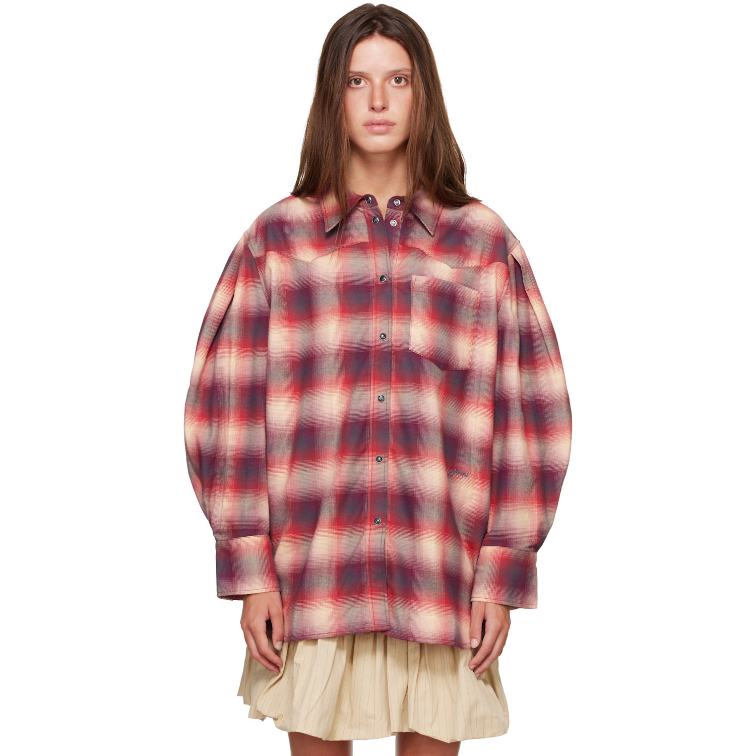 GANNI Red Check Flannel Shirt