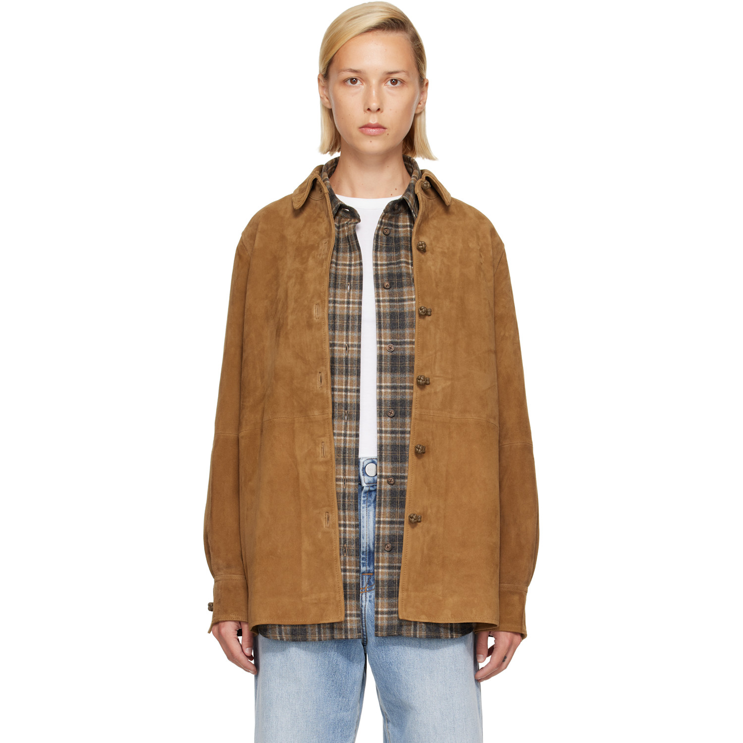 Róhe Brown Suede Pankou Overshirt