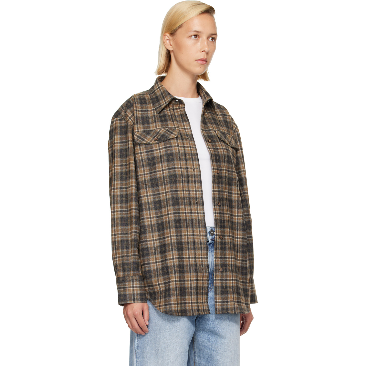 Rohe Check-patterned Pocket Shirt In Brown