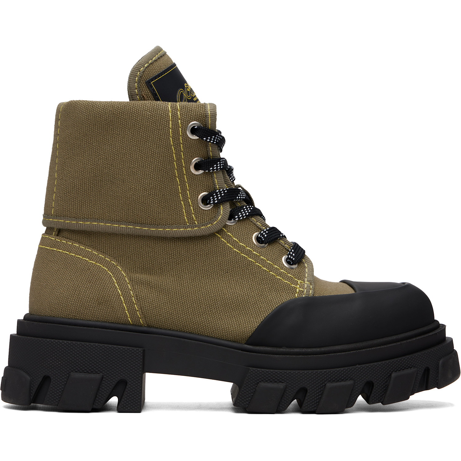 GANNI Khaki Canvas Trail Boots