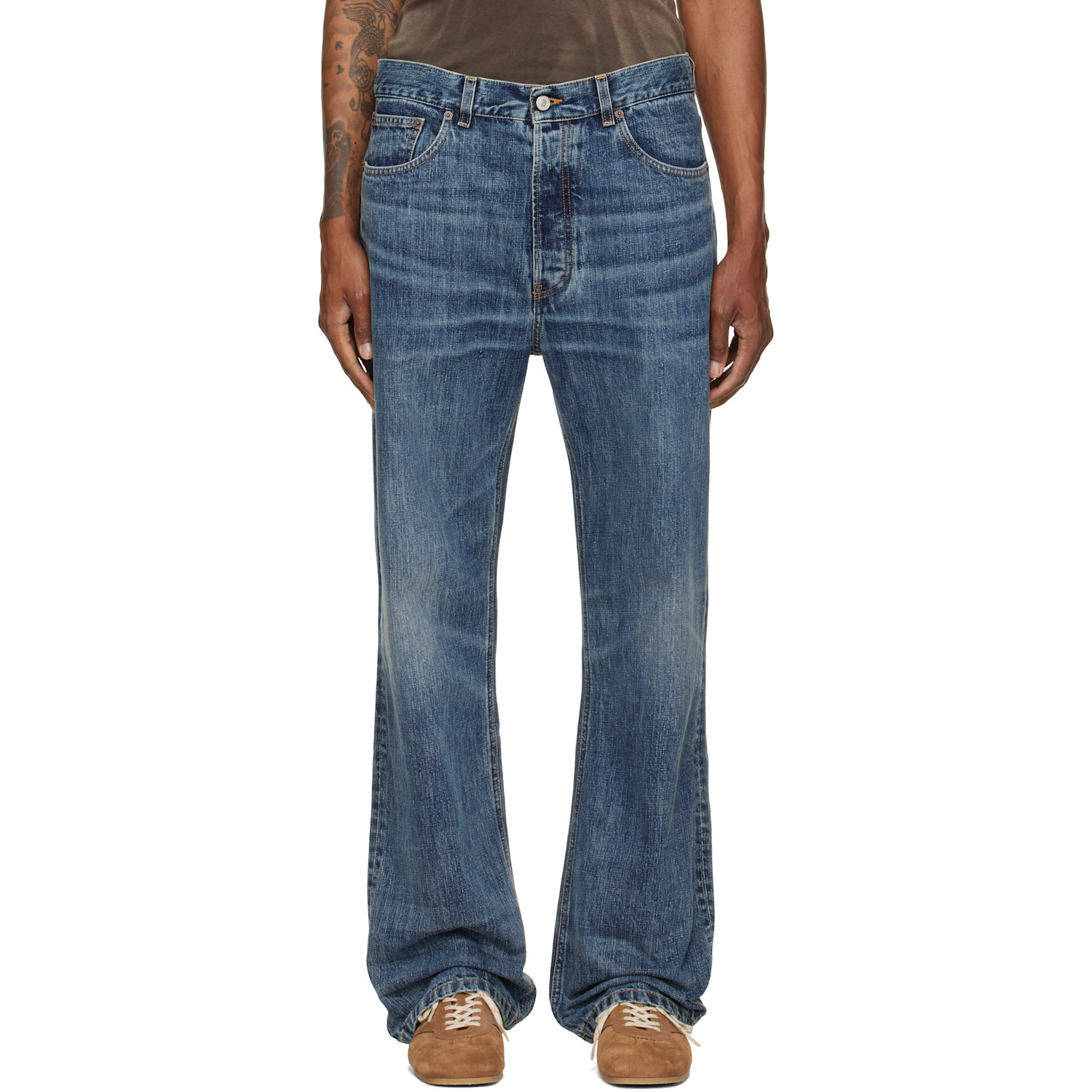 Jeanerica Blue Vega Jeans In Dark Blue Righe