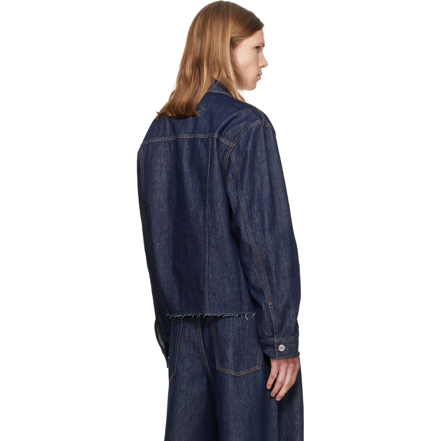  Helmut Lang Indigo Cropped Denim Trucker Jacket 