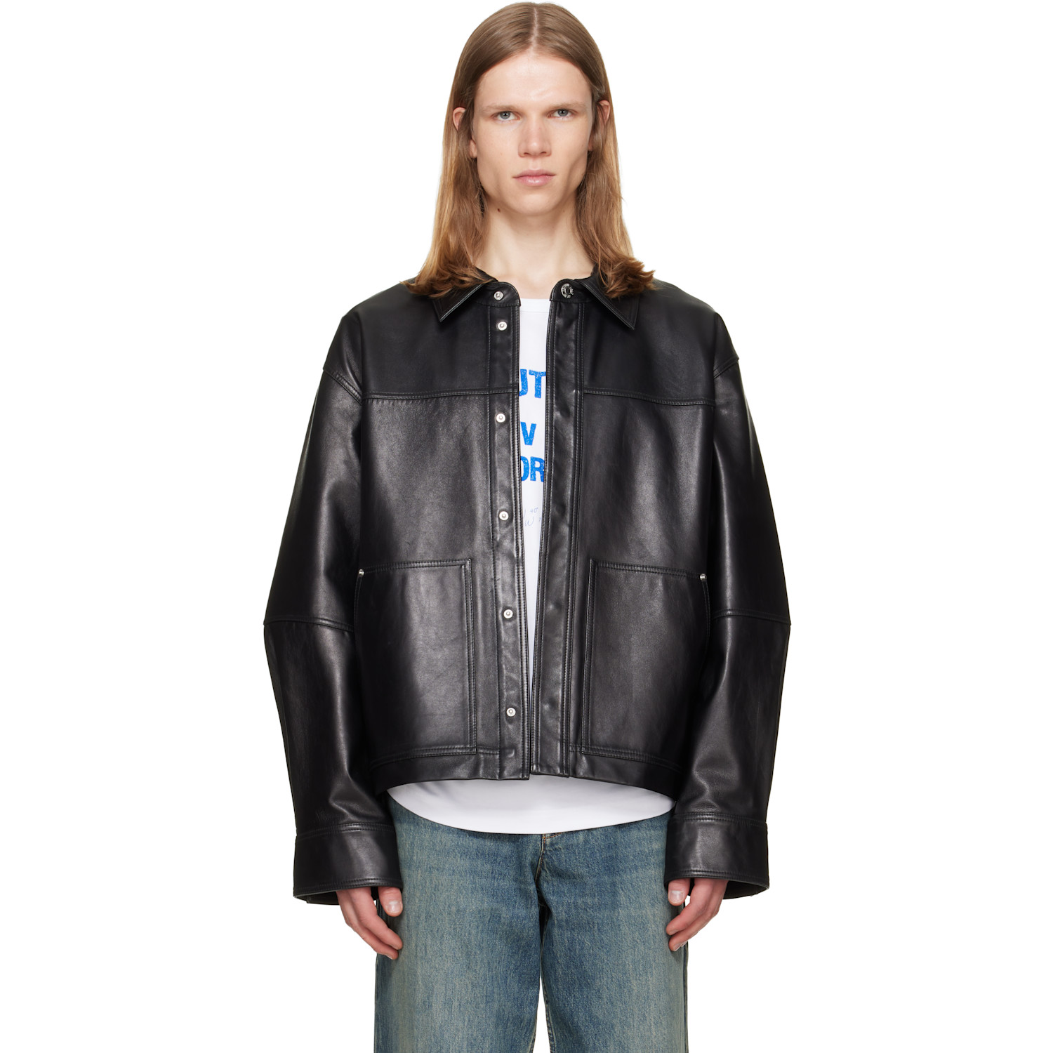 Helmut Lang Black Bonded Leather Jacket