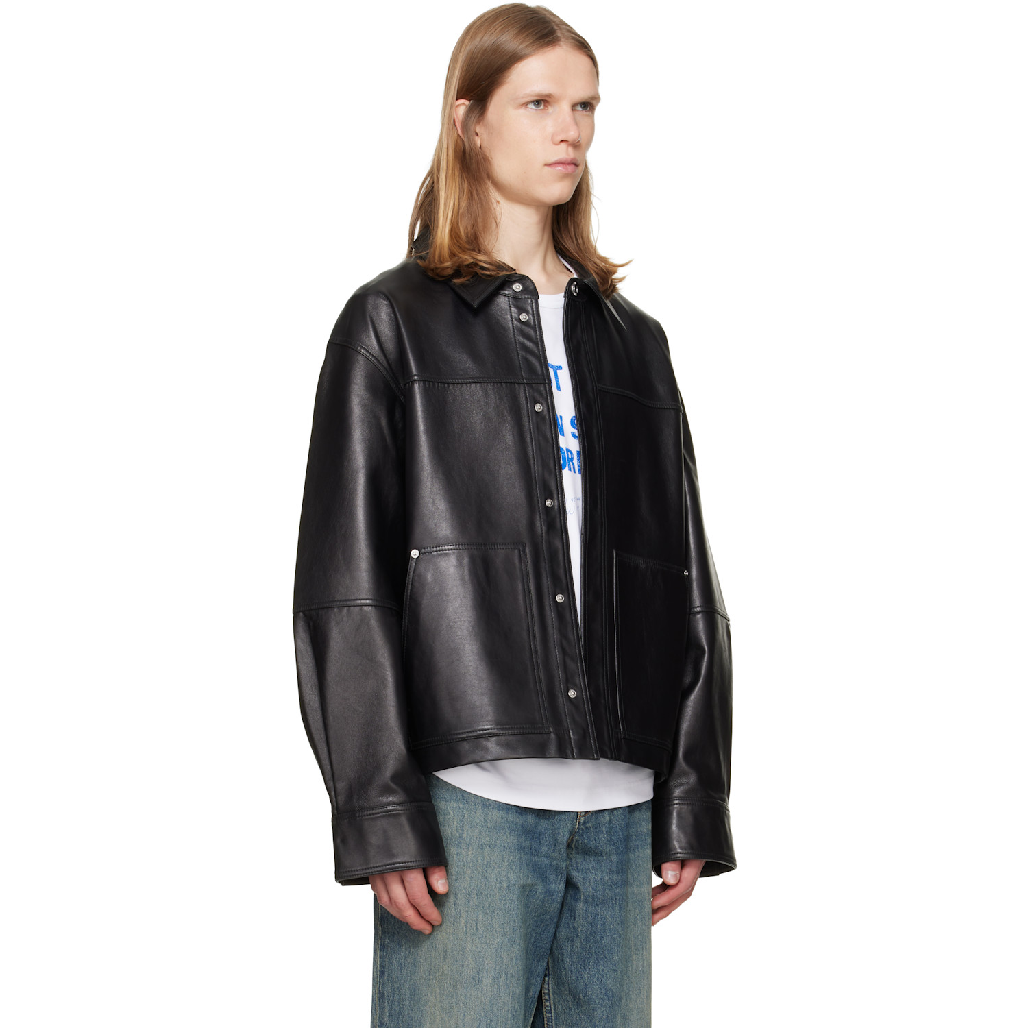  Helmut Lang Black Bonded Leather Jacket 