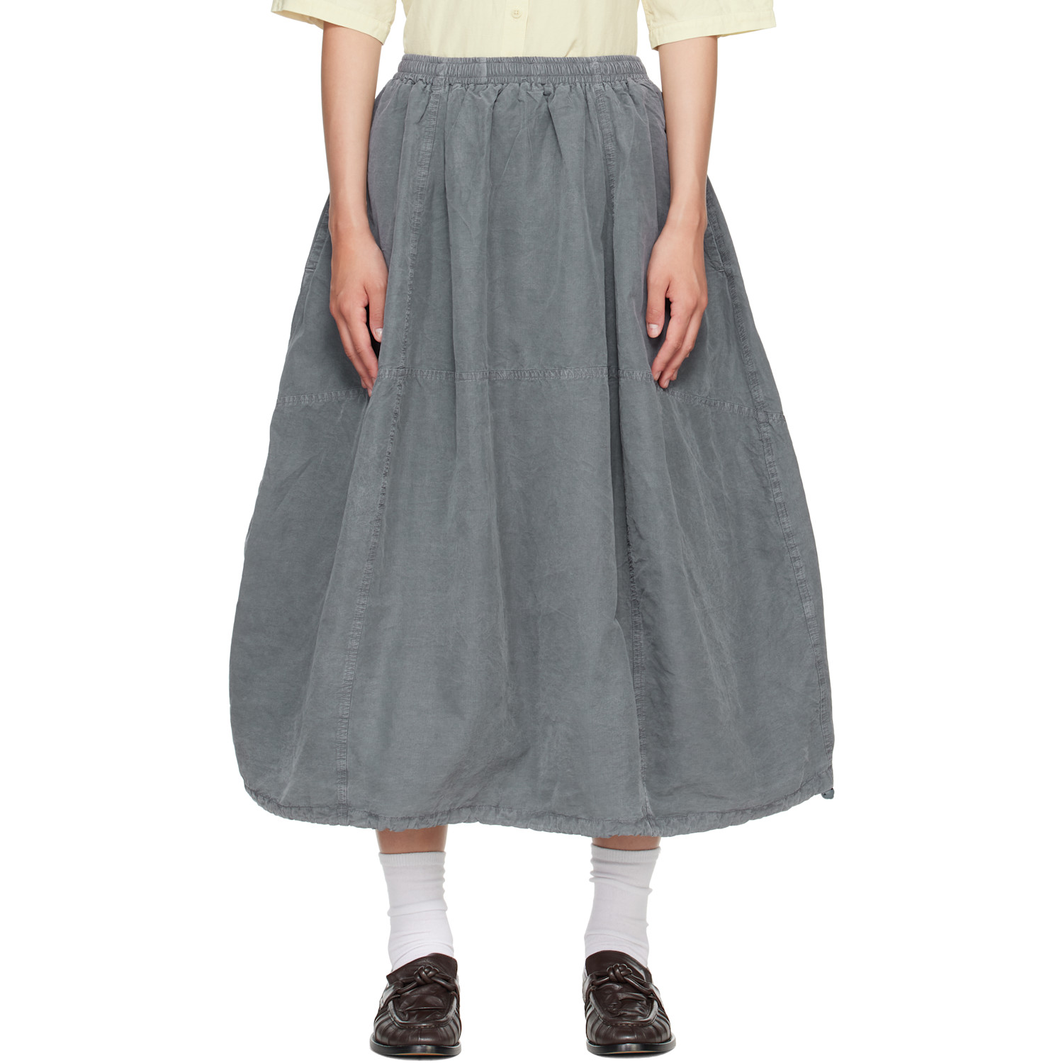 YMC Gray Parachute Midi Skirt