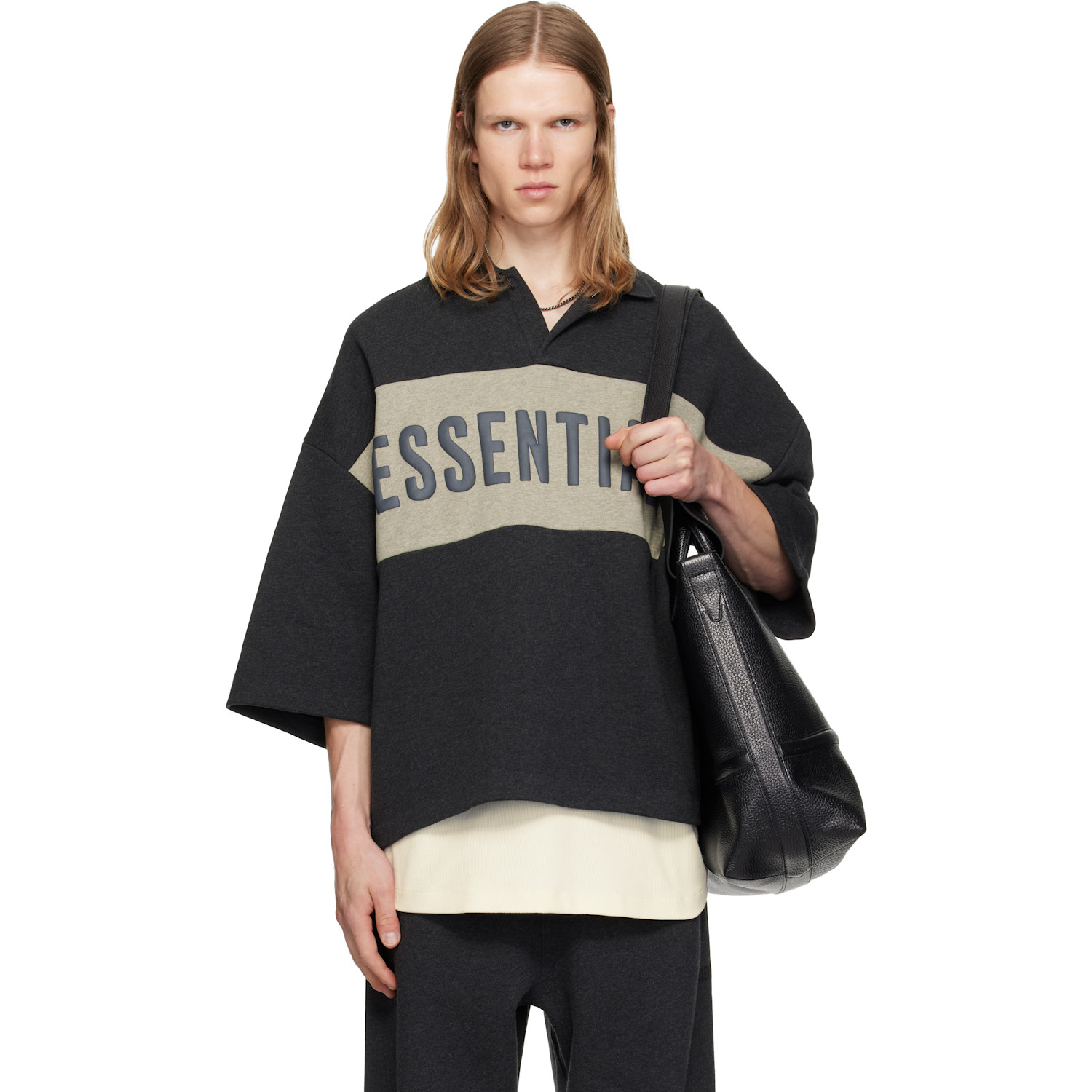 Fear of God ESSENTIALS Gray Panelled Crop Polo