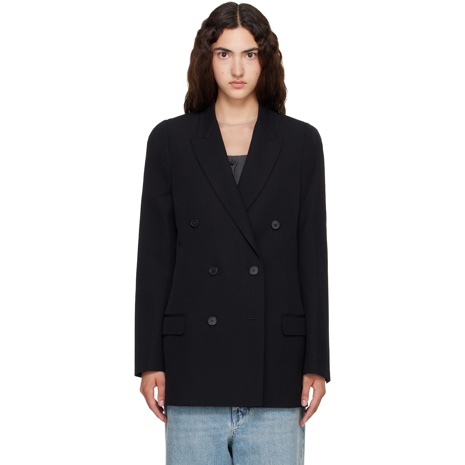 Maison Margiela Black Double Breasted Wool Blazer