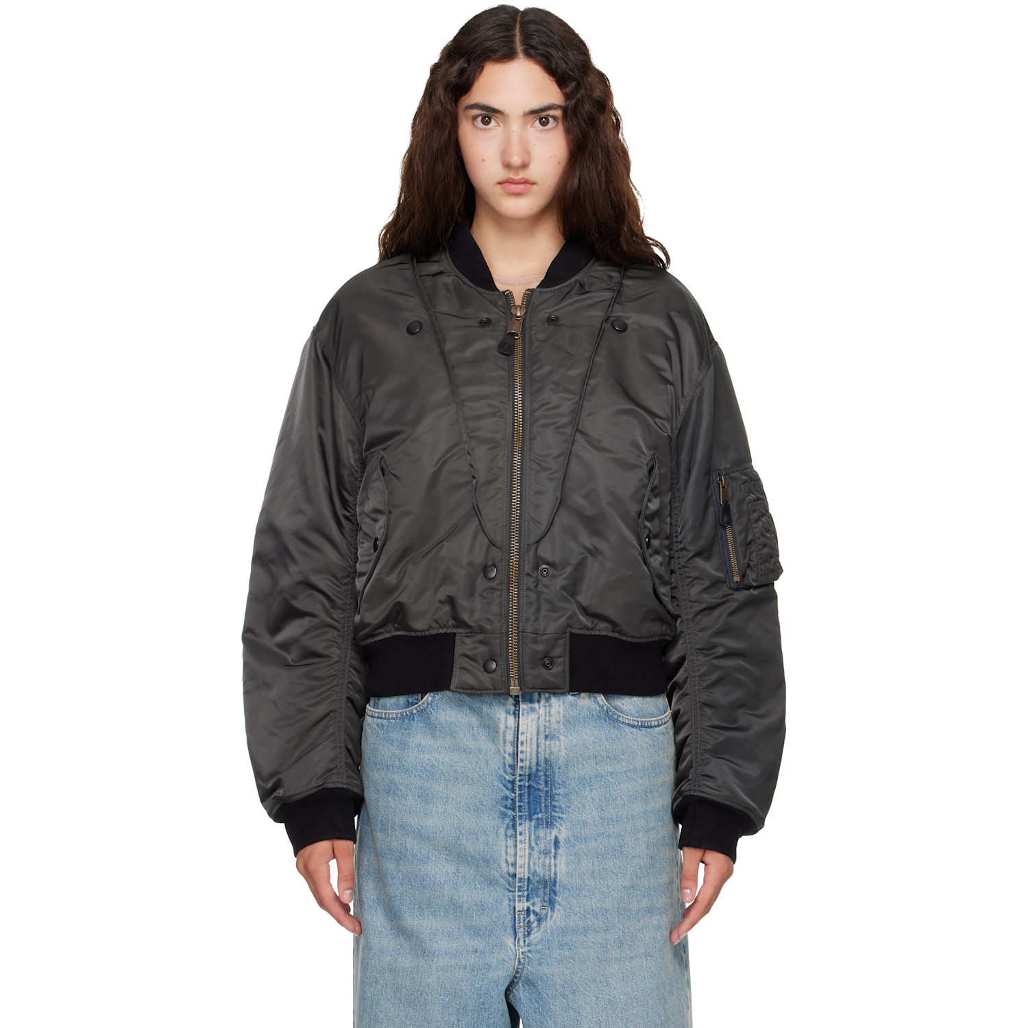 Maison Margiela Gray & Black Reversible Bomber Jacket