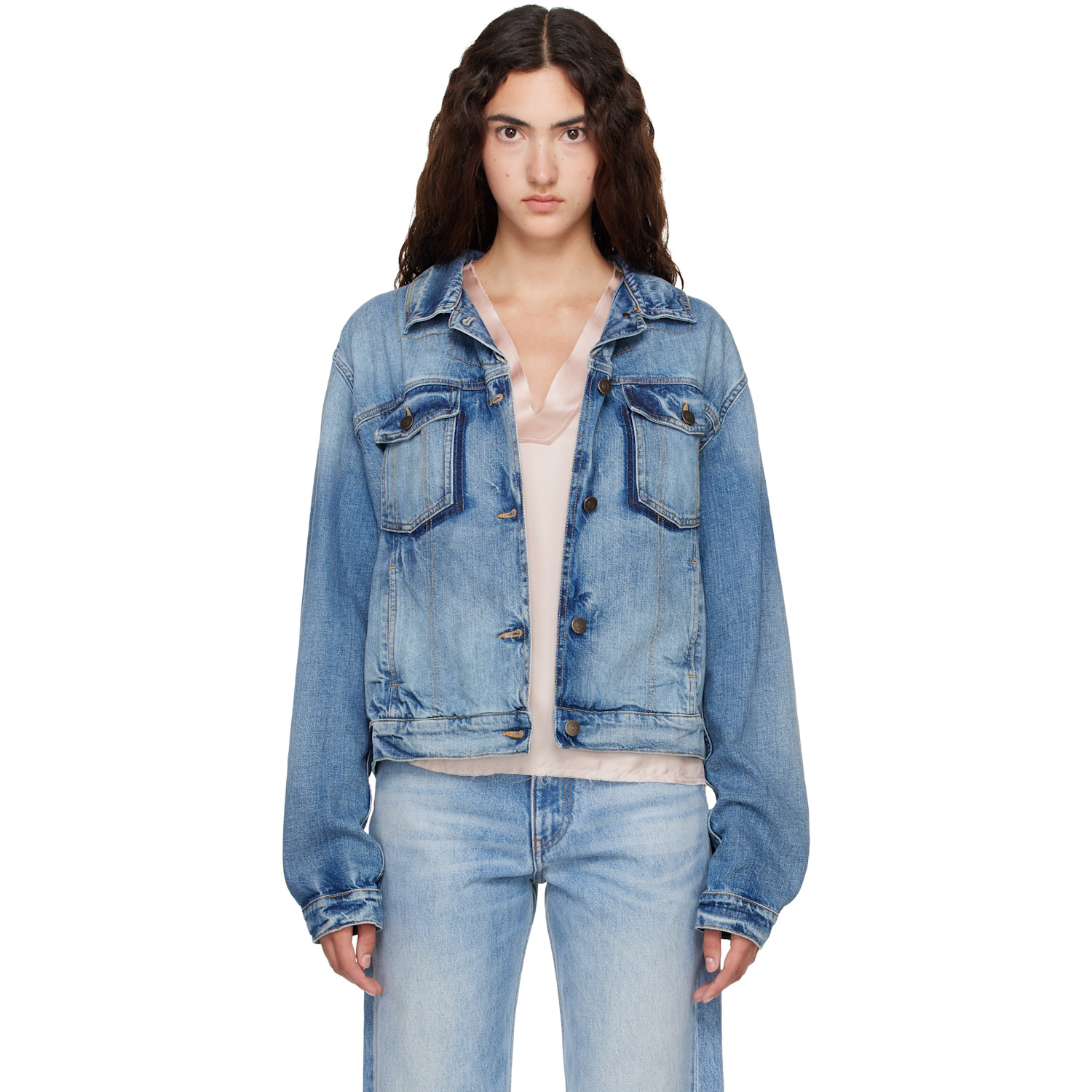 Maison Margiela Blue Folded Collar Denim Jacket