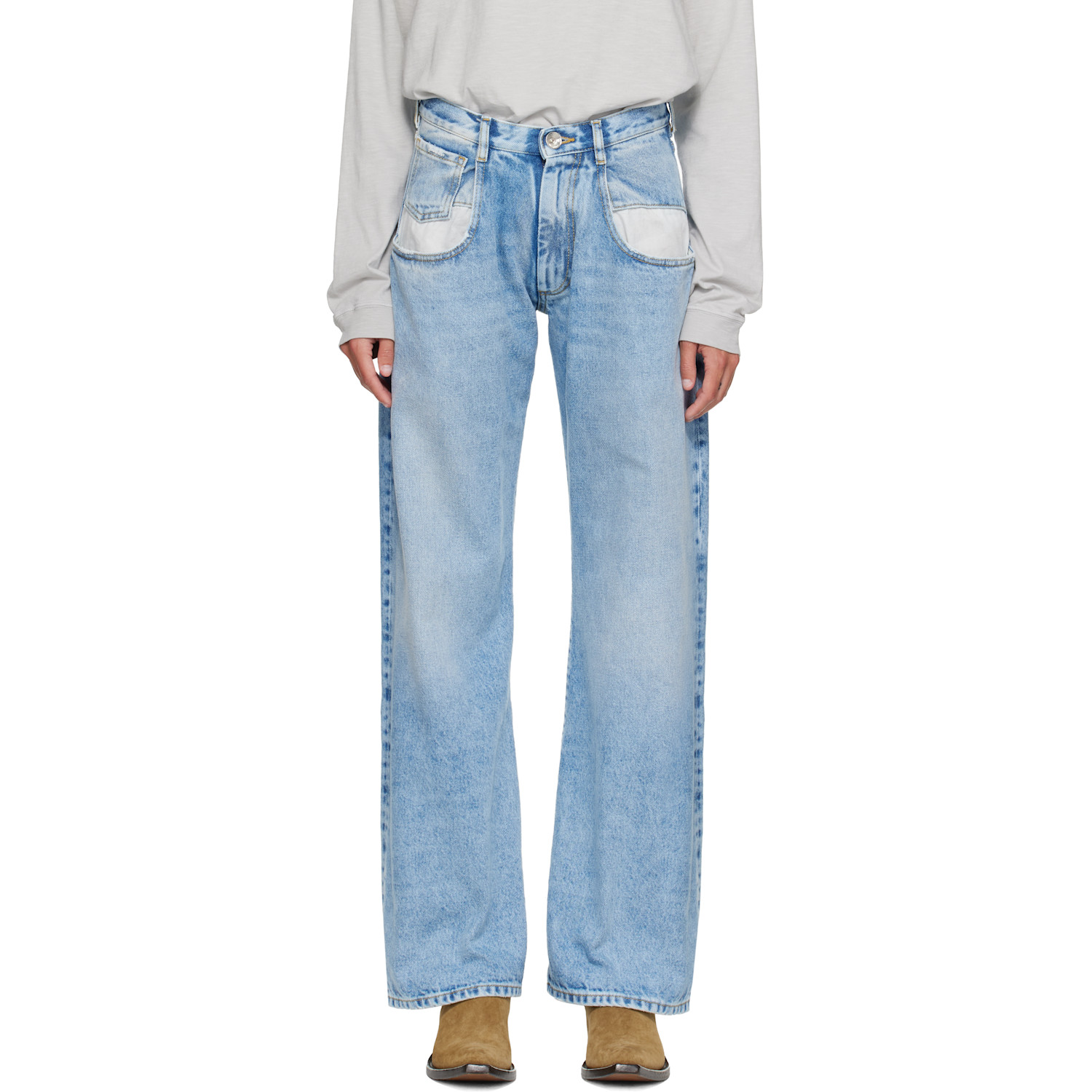 Maison Margiela Blue Contrasted Pockets Straighte Jeans