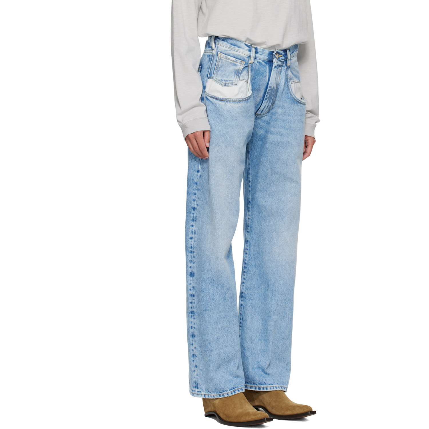  Maison Margiela Blue Contrasted Pockets Straight Jeans 