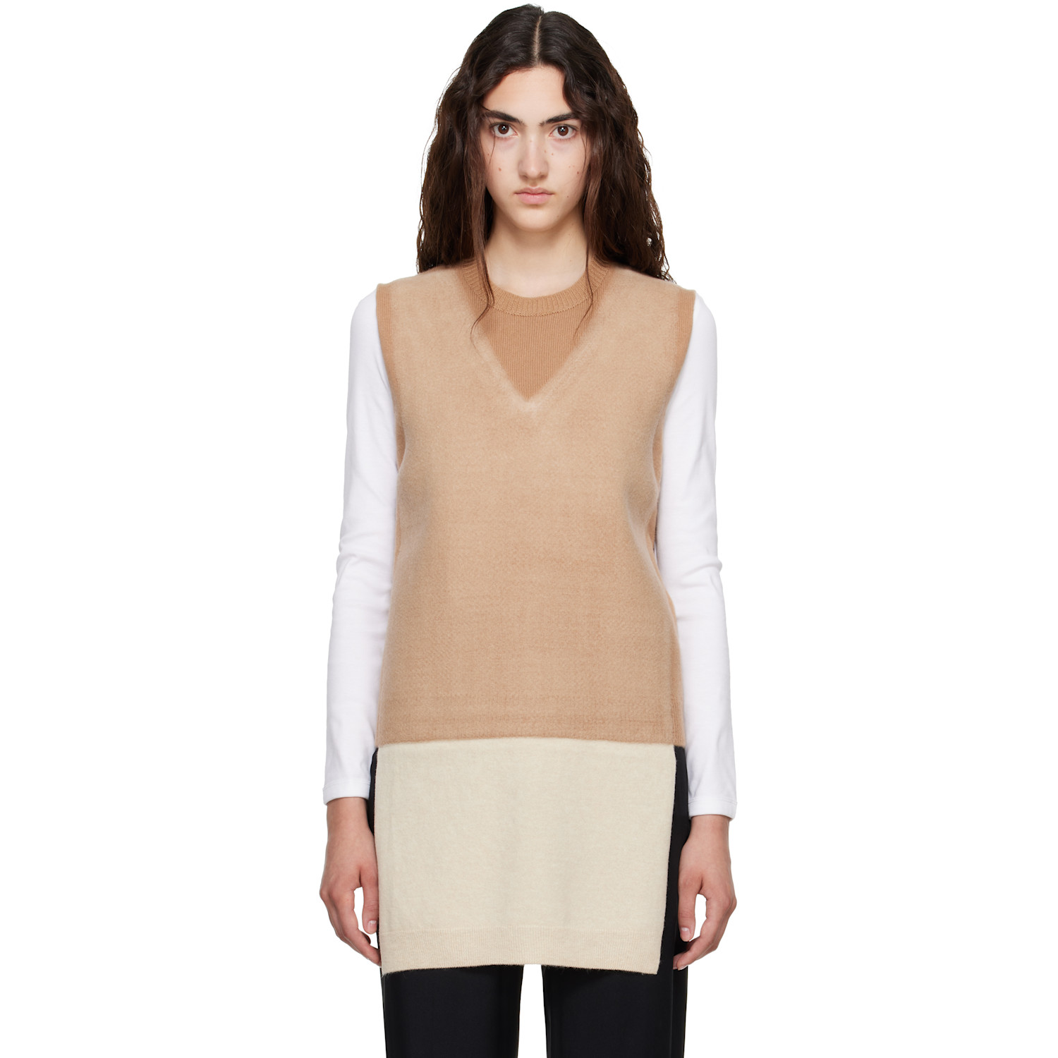Maison Margiela Tan & Beige Fused Knit Vest