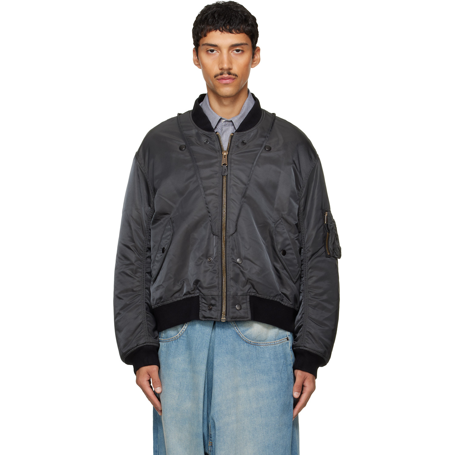 Maison Margiela Gray & Black Reversible Bomber Jacket
