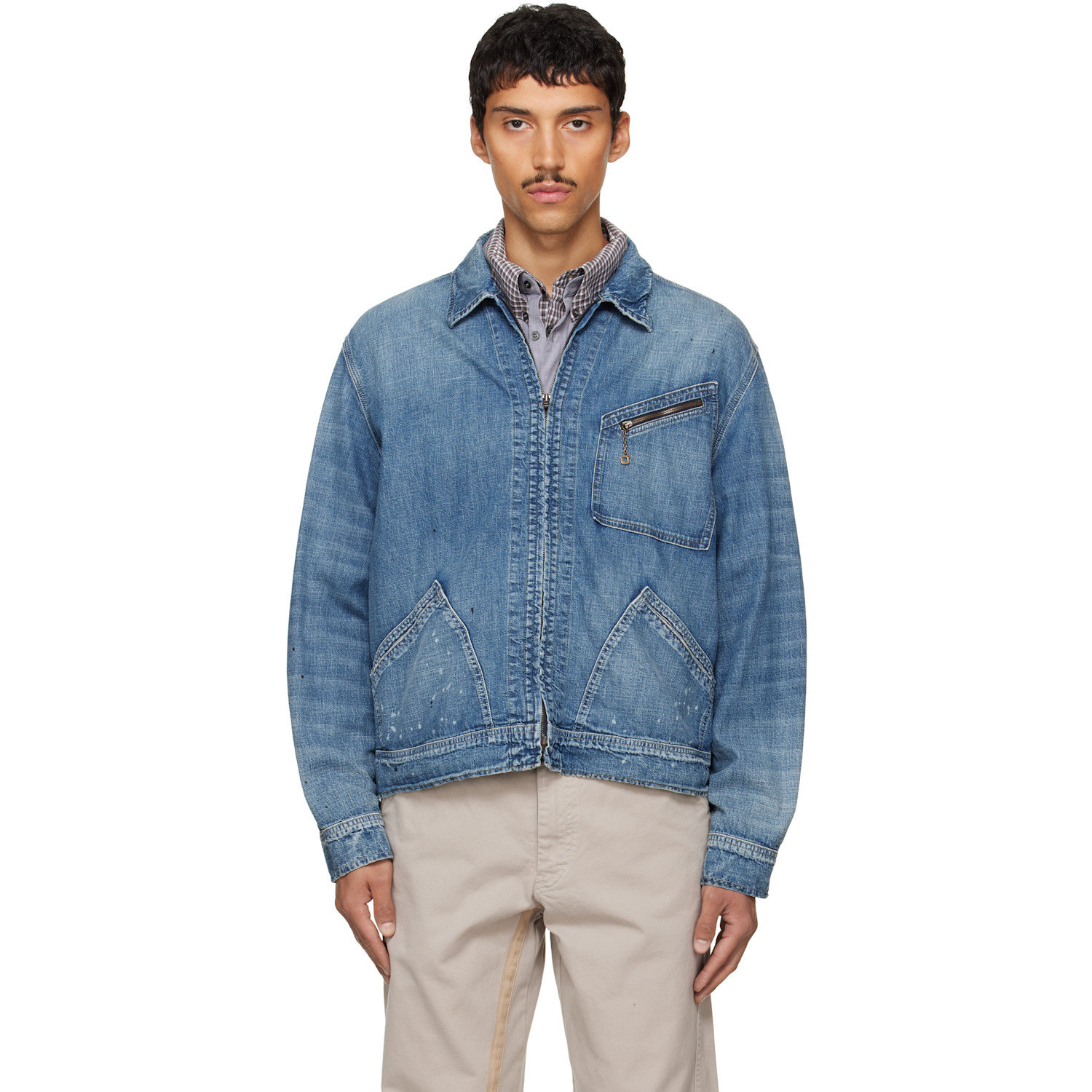 Maison Margiela Blue Zipped Denim Jacket