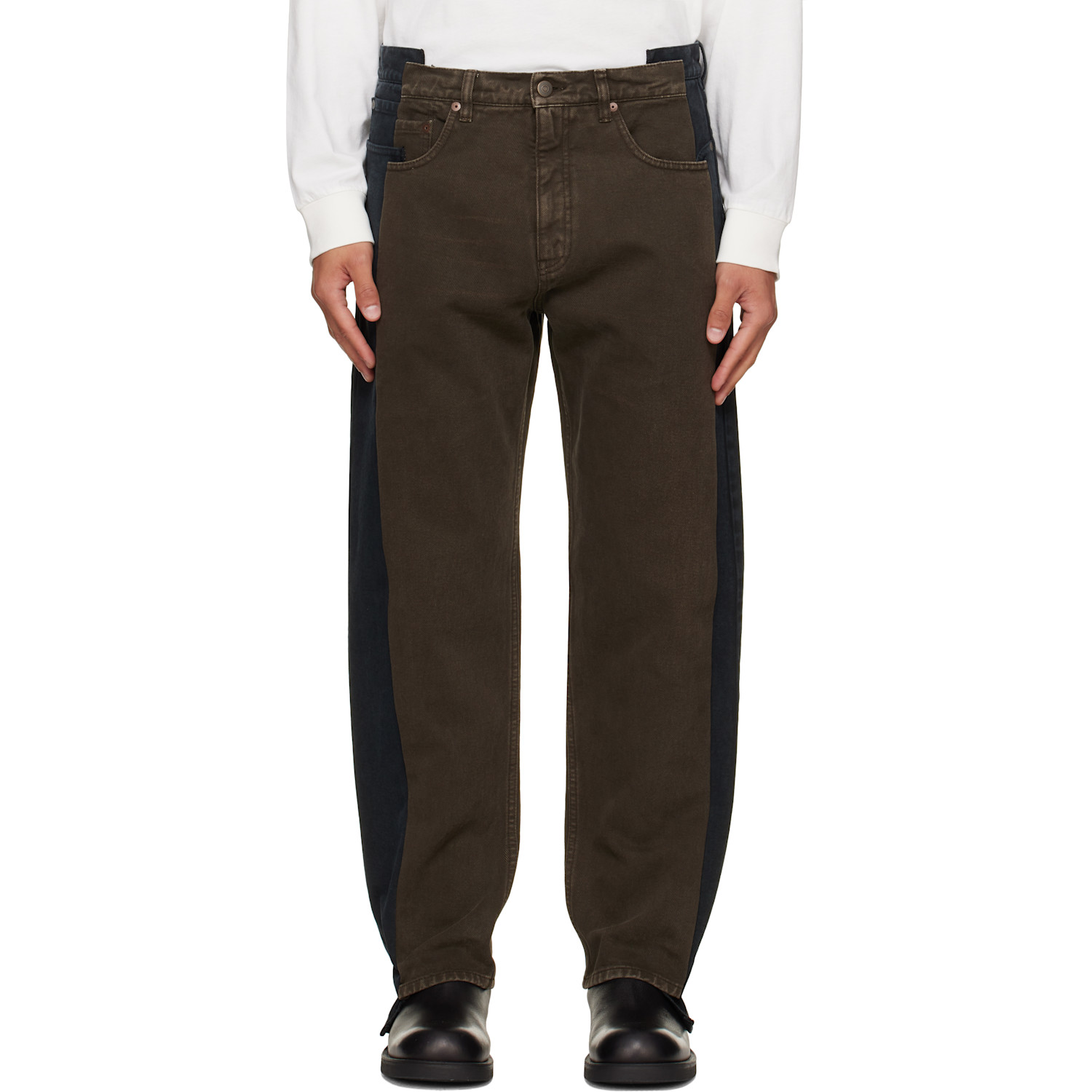 Maison Margiela Black & Brown Straight-Leg Jeans